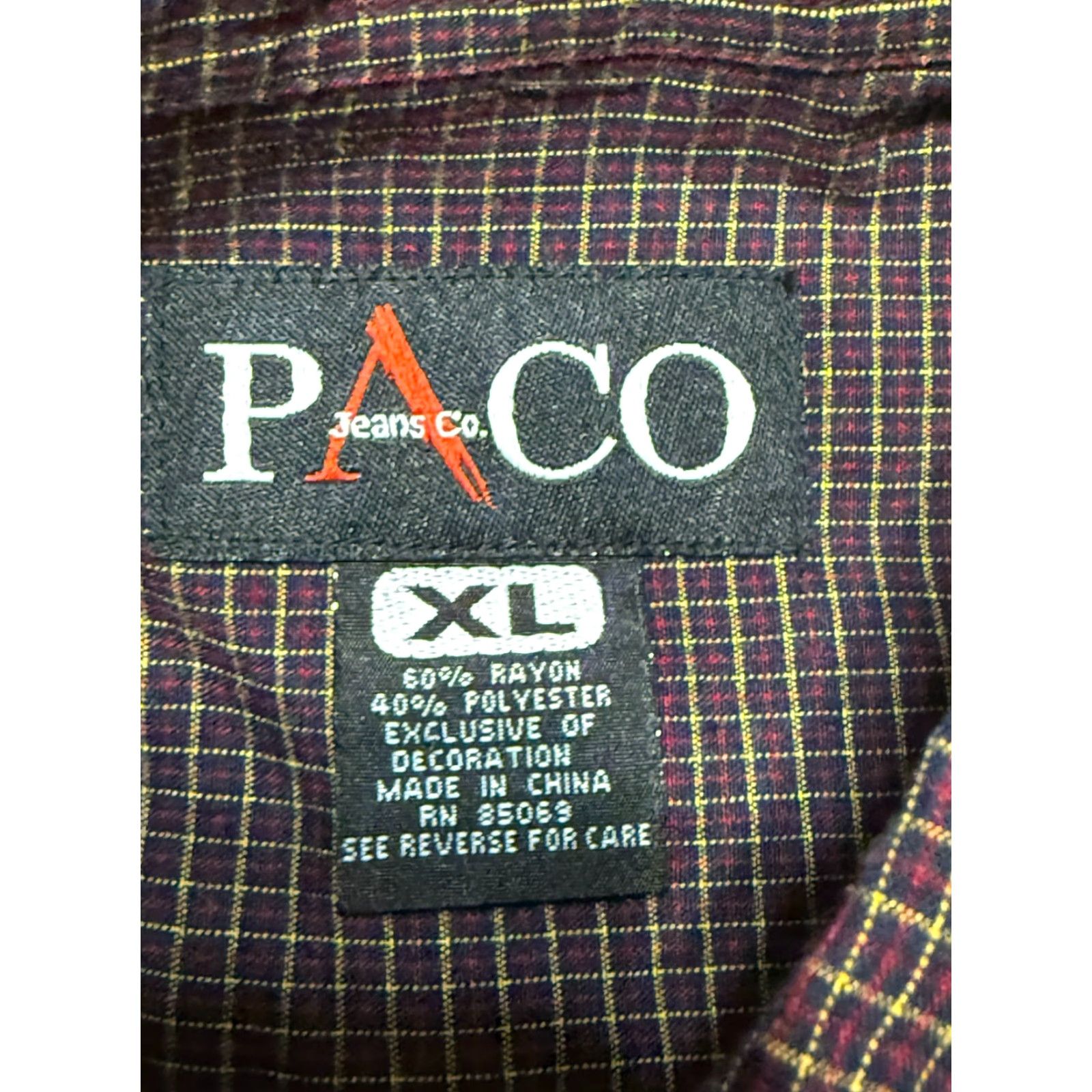 Vintage PACO Shirts Men's XL Red Yellow Short Sleeve Button Up Plaid Size US XL / EU 56 / 4 - 6 Thumbnail