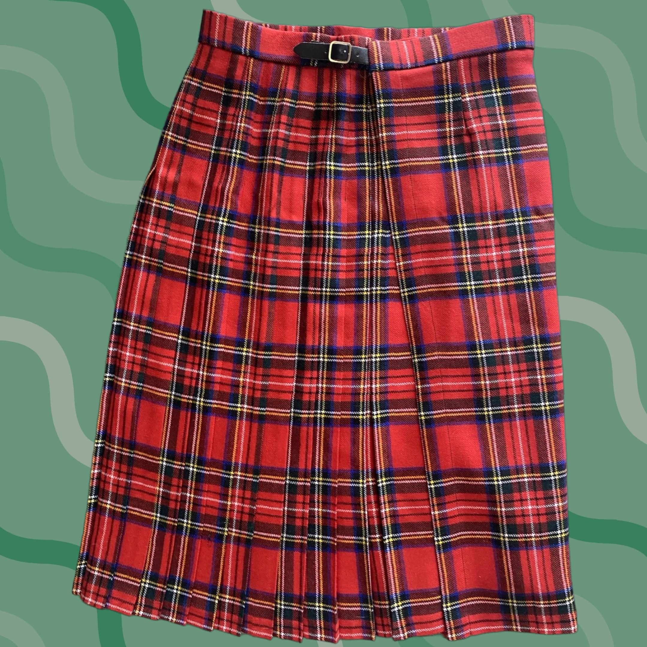 Industrie Highland Home Industries Skirt Women's 14 Red Plaid Wool Scotland 100% Pure Wool Multicolor Plaid Women Size 36" / US 14 / IT 50 - 1 Thumbnail