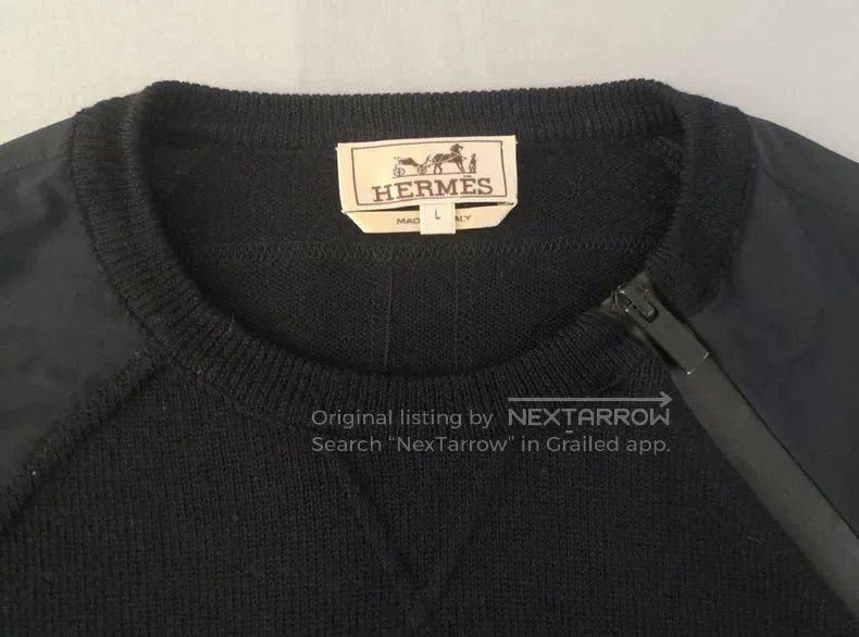 Hermes Hermes Knitted sweater sweatshirt, navy blue, 100% wool pi Size US L / EU 52-54 / 3 - 3 Thumbnail