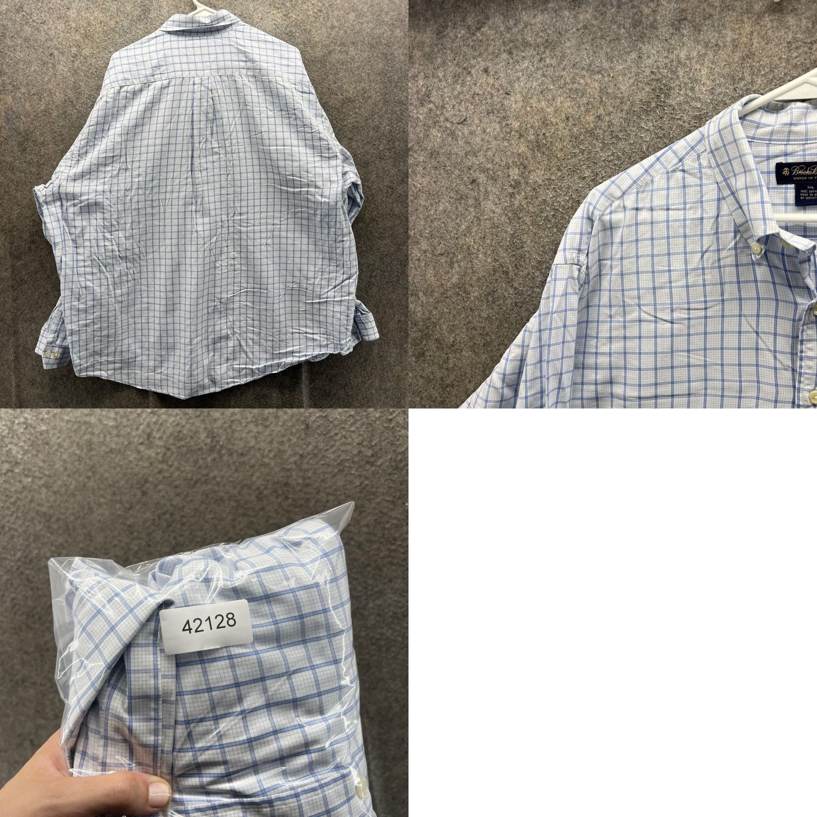 Brooks Brothers Brooks Brothers Dress Shirt Mens 2XL White Blue Check Button-Down USA Classic Shirt Mens 2XL White Check Pattern Button Down Collar Casual Business Size 48R - 8 Thumbnail