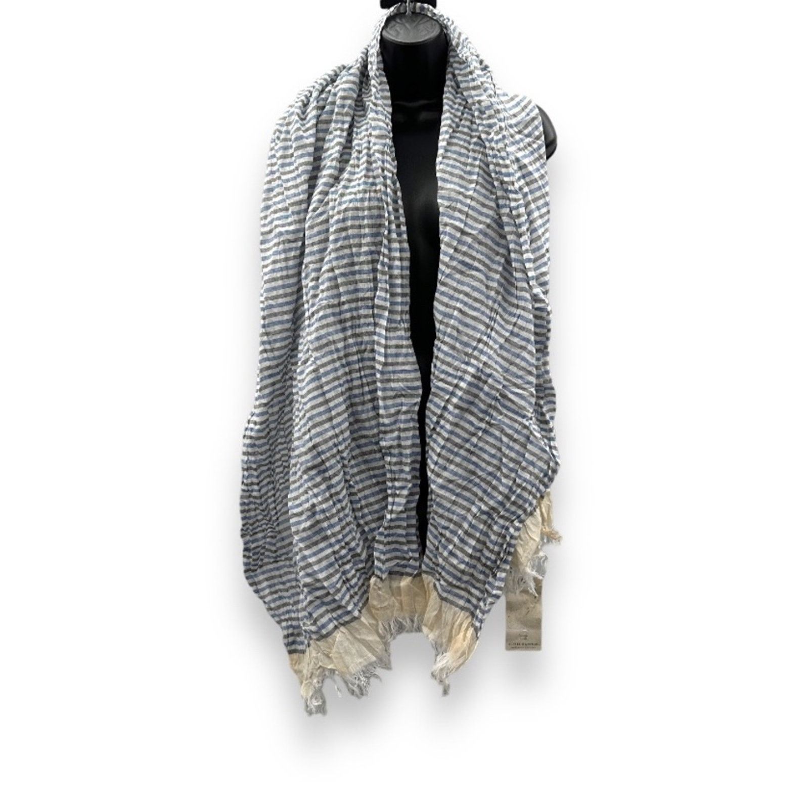 Scotch & Soda Scotch & Soda Gray & Off White Striped Cotton Scarf NEW Size ONE SIZE - 1 Thumbnail