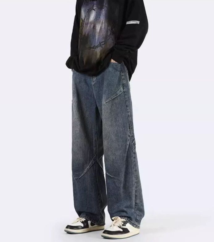 Japanese Brand Men's retro loose straight patchwork jeans Size US 32 / EU 48 - 2 Thumbnail