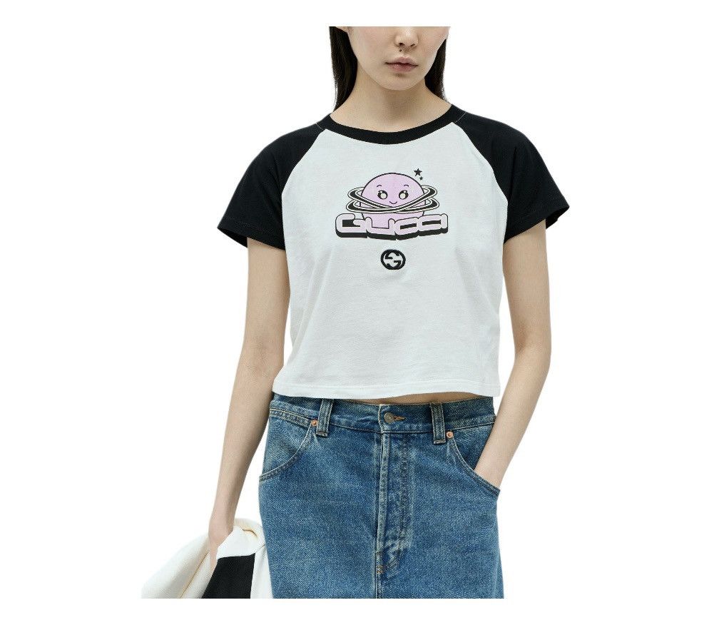 Gucci Gucci Interlocking G Pink Planet cotton T-shirt Crop Top Size XL / US 12-14 / IT 48-50 - 3 Thumbnail