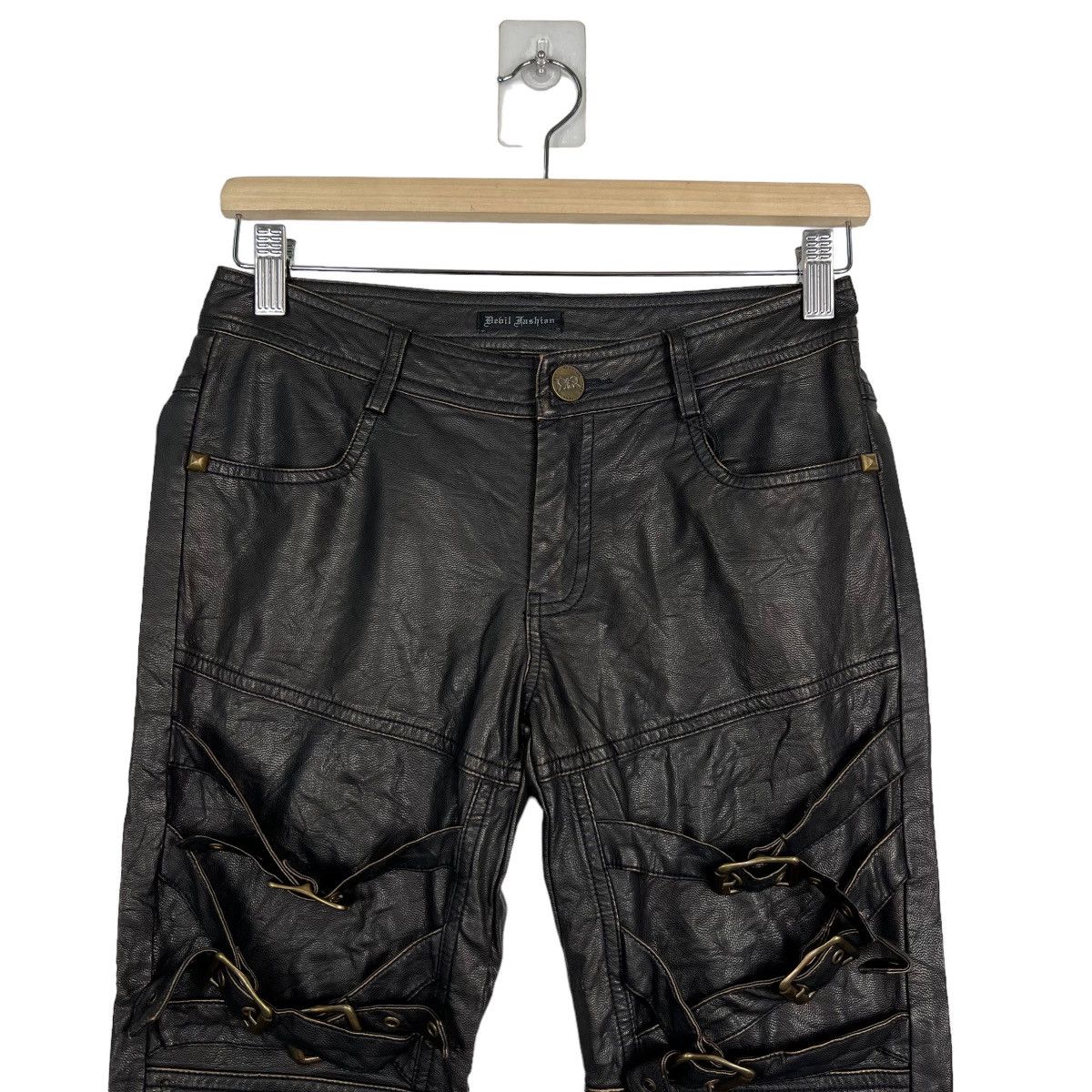 Designer 🔥 DEVIL FASHION CYBERPUNK BONDAGE LEATHER SYNTETIC Size US 26 / EU 42 - 3 Thumbnail