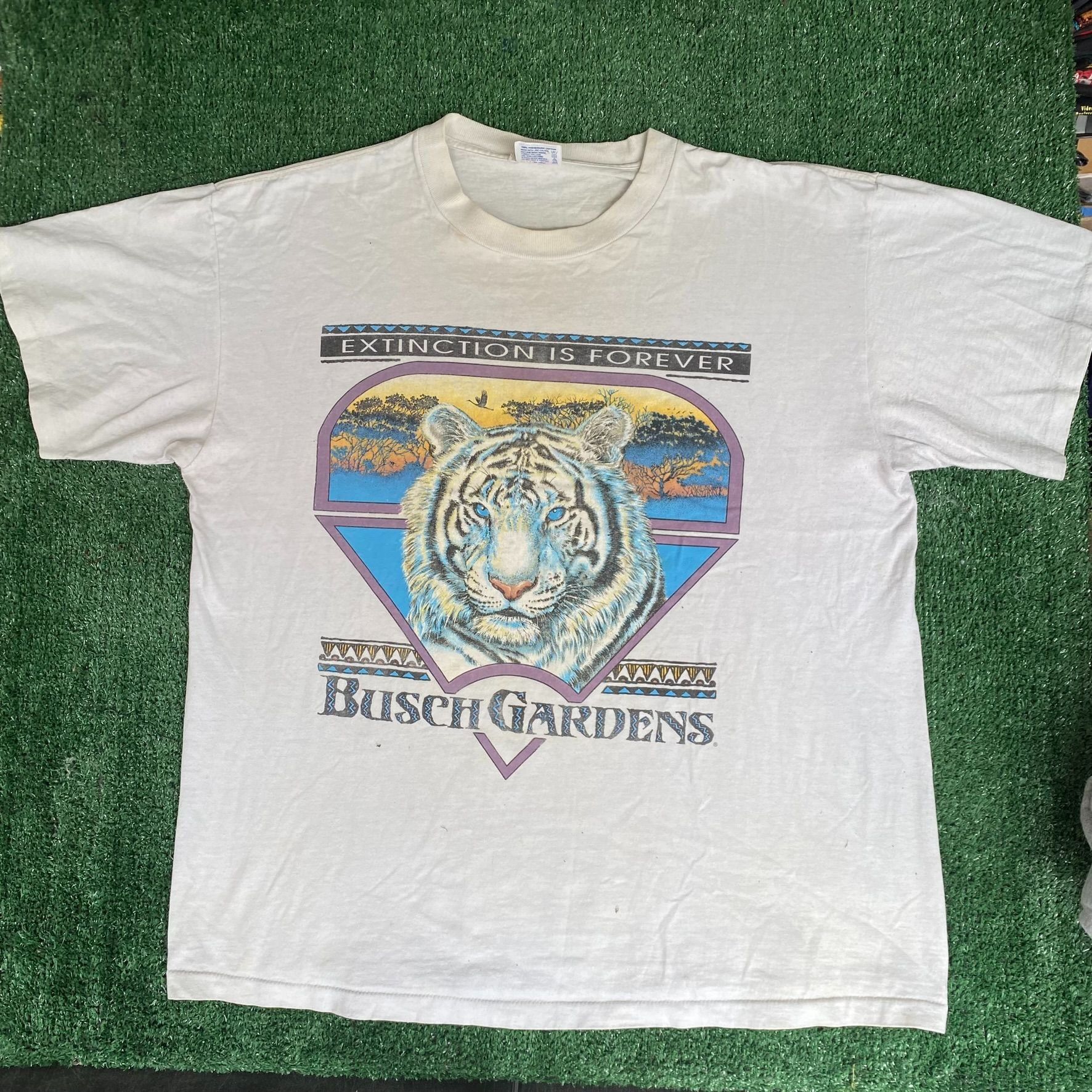 TEE JAYS Vintage 90s Tiger Nature Shirt Animal Busch Gardens Tee Size US XL / EU 56 / 4 - 1 Thumbnail