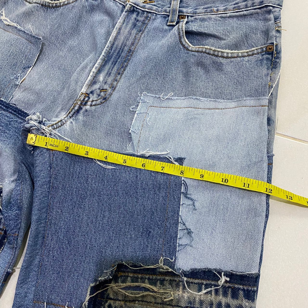 Levi's Vintage Levis 550 Relaxed Fit Patchwork Reworked Denim Size US 33 - 21 Thumbnail