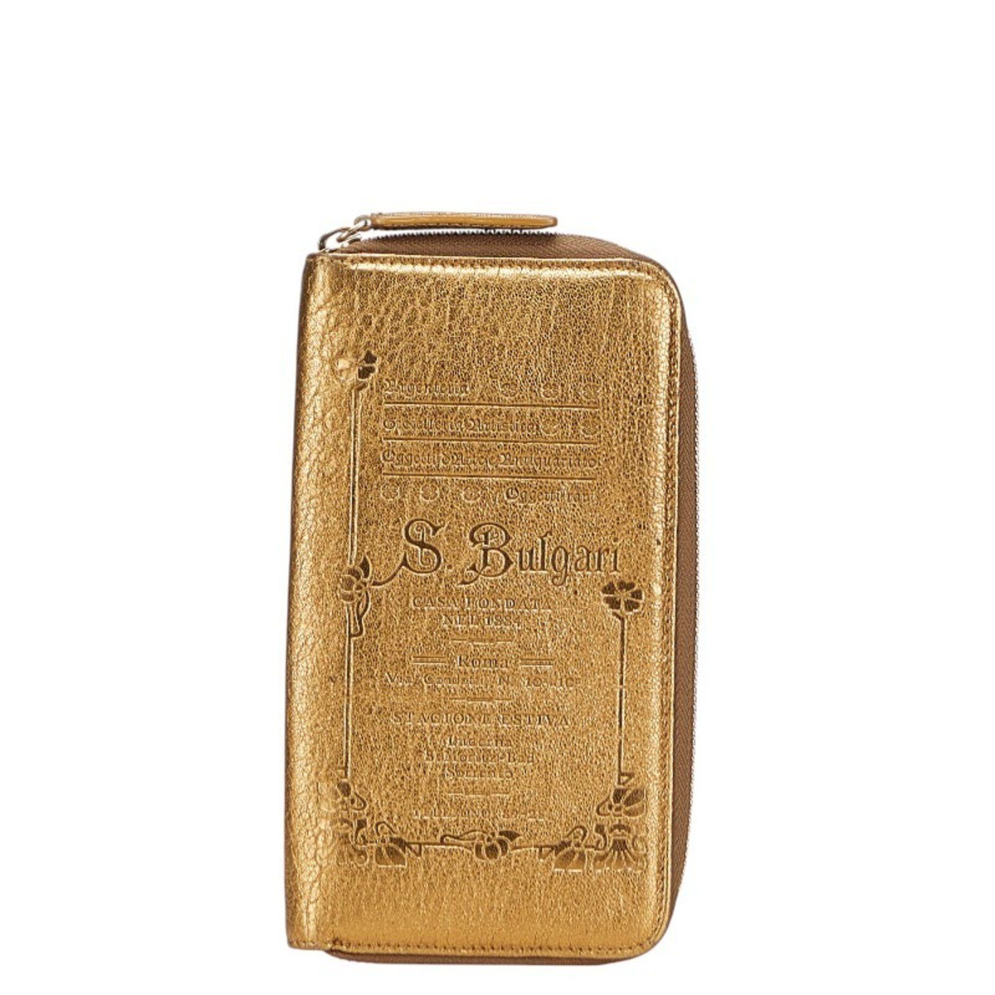 Bvlgari BVLGARI Collezione Long Wallet with Round Zipper, Gold Leather, Women's Size ONE SIZE - 1 Thumbnail
