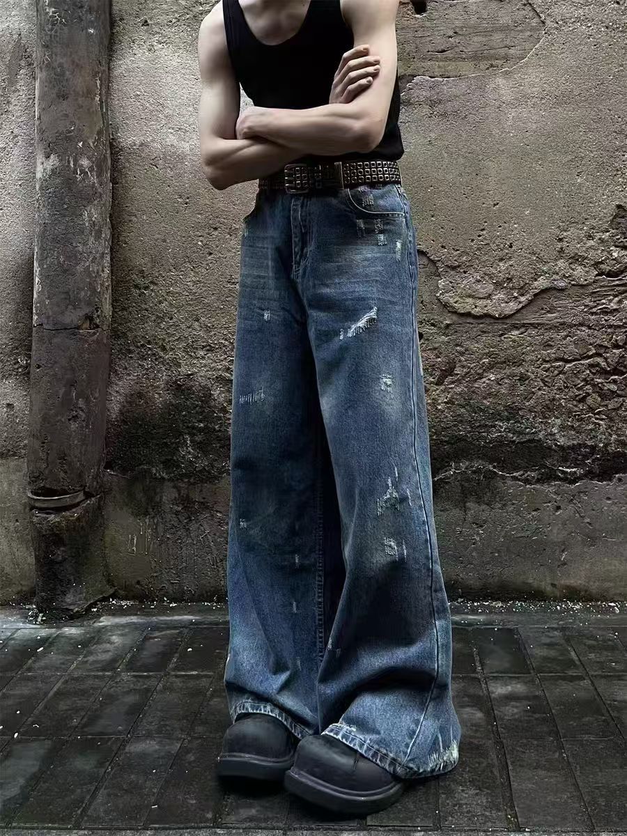 Japanese Brand × Jean Destroyed Vintage Washed Wide Leg Jeans Size US 32 / EU 48 - 1 Thumbnail