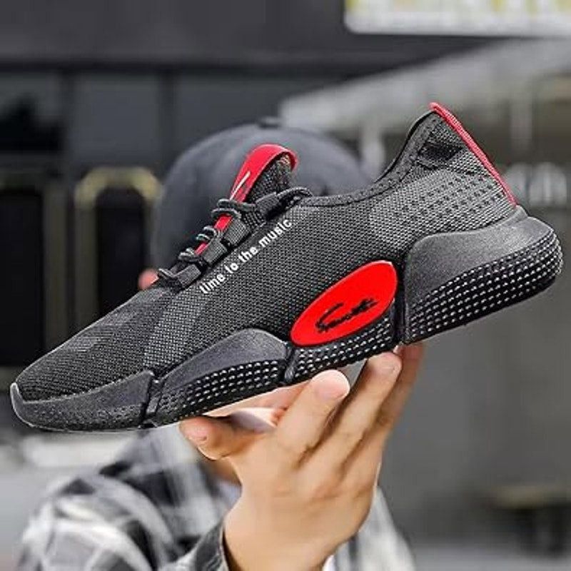 Other Time to the Music Men's Size 10 Red Black Athletic Sneakers Size US 10 / EU 43 - 2 Thumbnail
