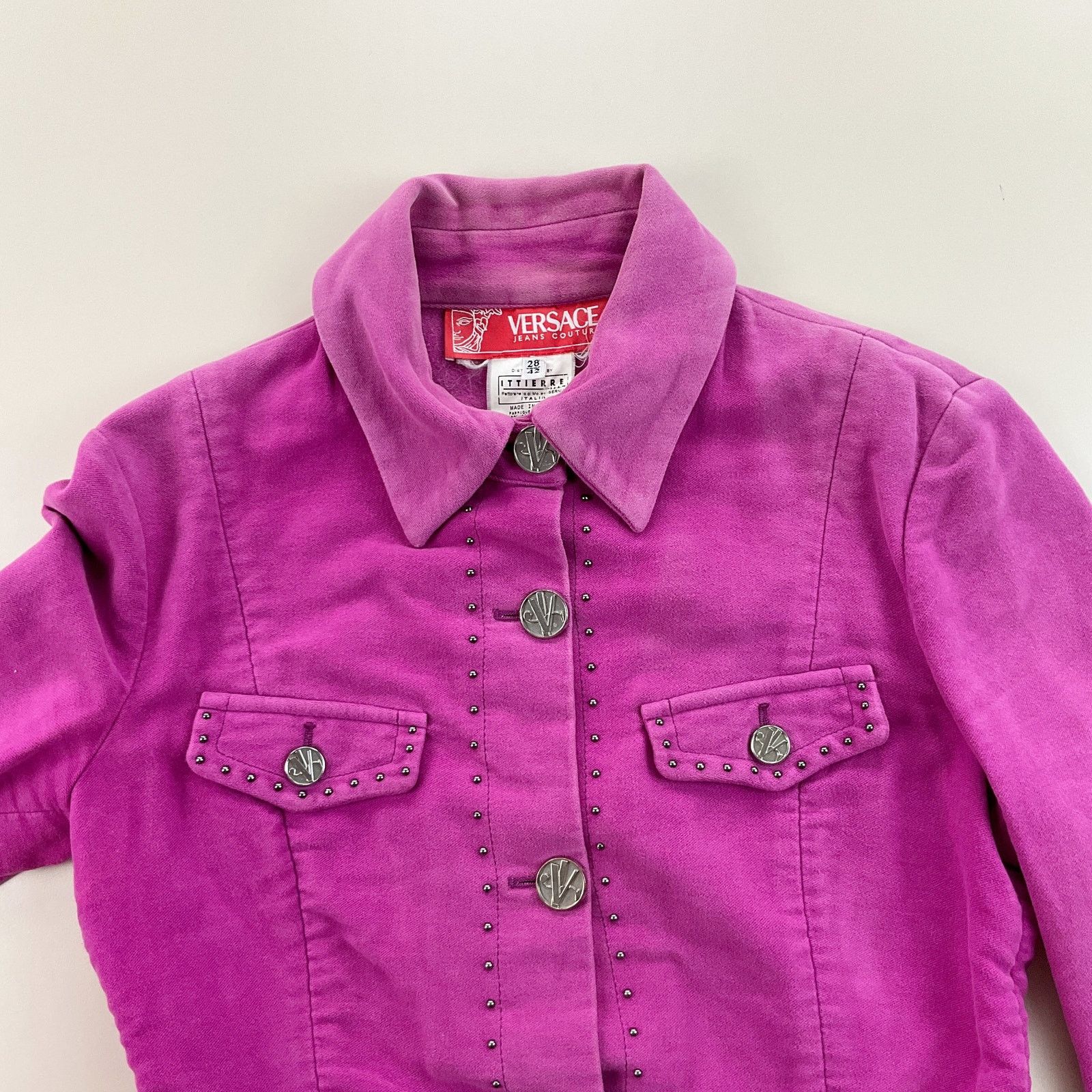 Versace Vintage RARE Versace 90s Button Jacket - Womens Small pink Size S / US 4 / IT 40 - 4 Thumbnail