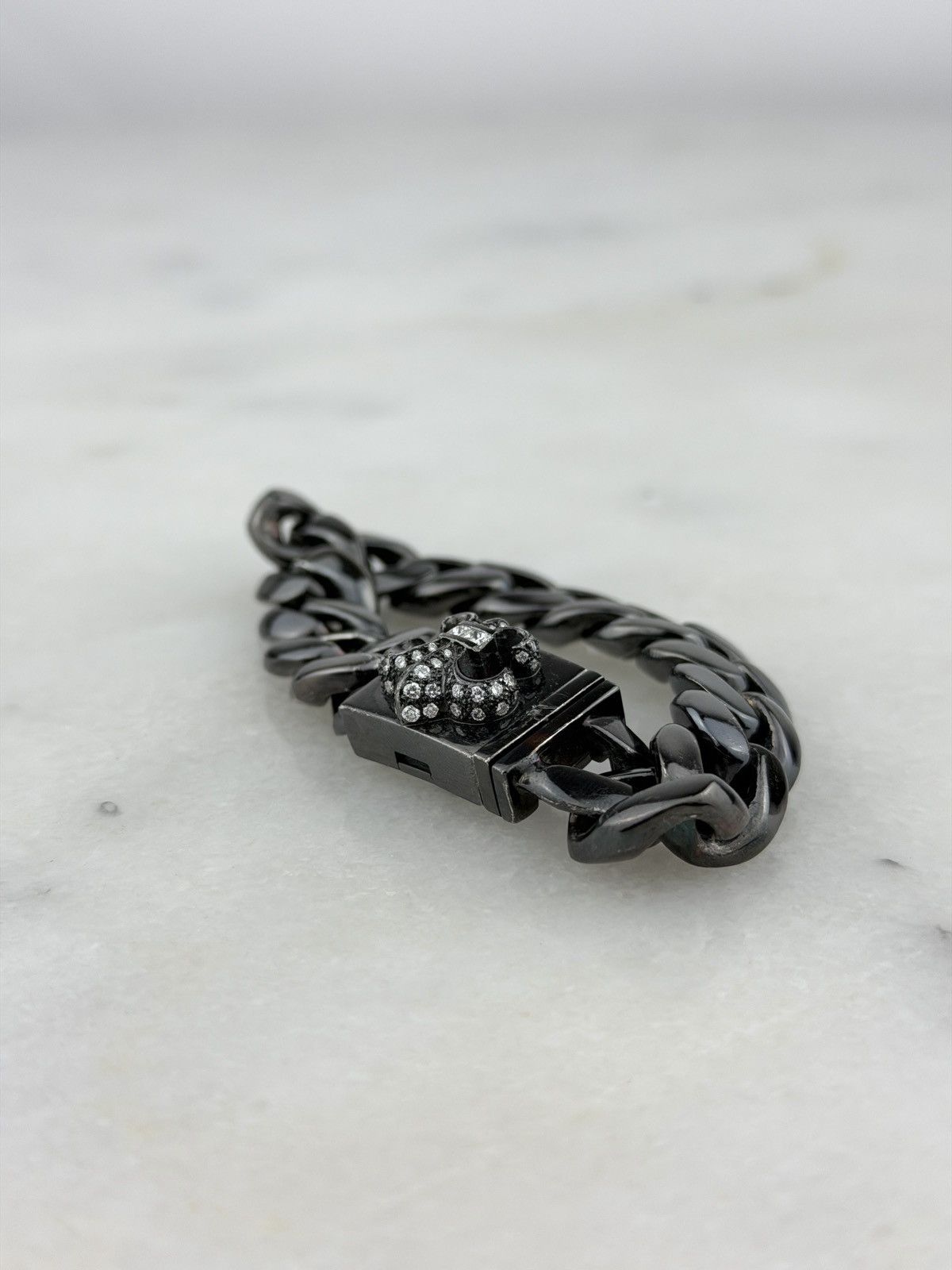 Chrome Hearts RARE CHROME HEARTS BLACK RHODIUM FLEUR BOX ID PAVED DIAMOND Size ONE SIZE - 4 Thumbnail