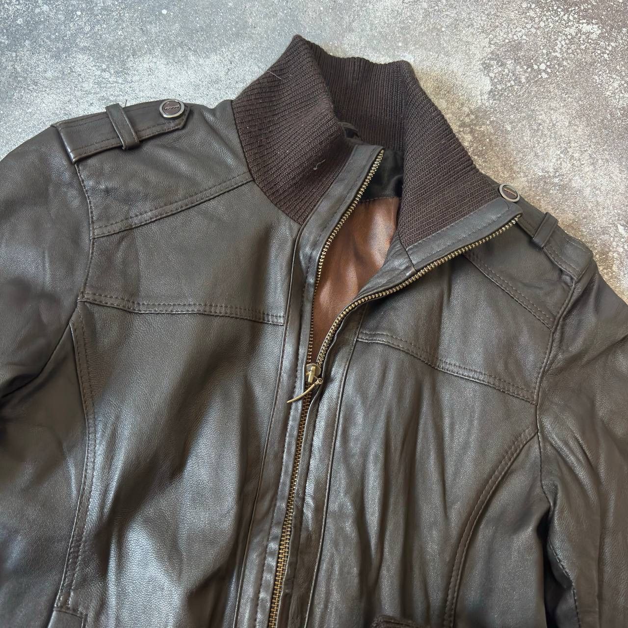 20471120 Japan Retro Style Vintage Brown Leather Jacket Size XL / US 12-14 / IT 48-50 - 5 Thumbnail