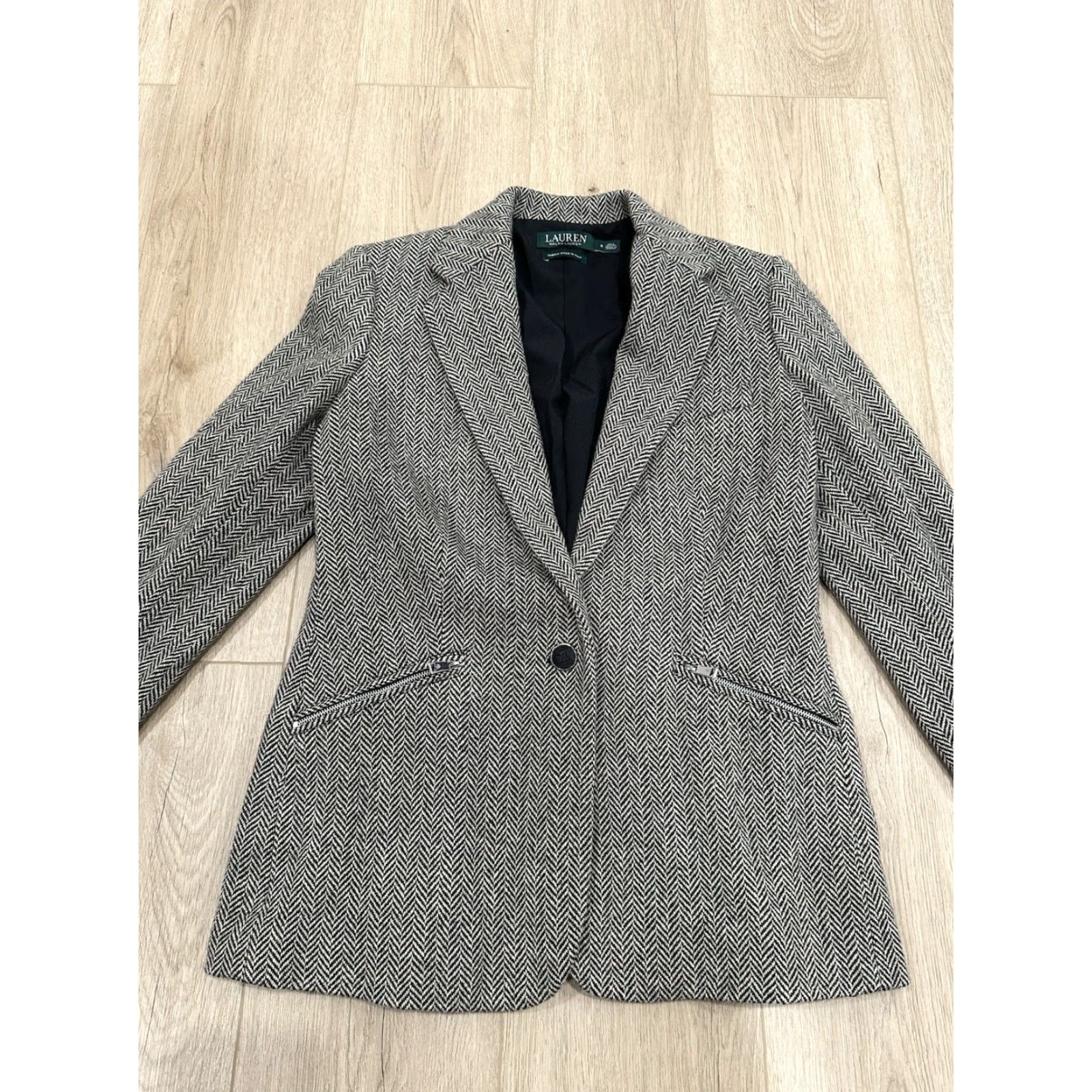 Ralph Lauren VINTAGE Ralph Lauren Blazer Herringbone Tweed Wool Brown/Black Size 8 Womens Regular Jacket Size M / US 6-8 / IT 42-44 - 6 Thumbnail