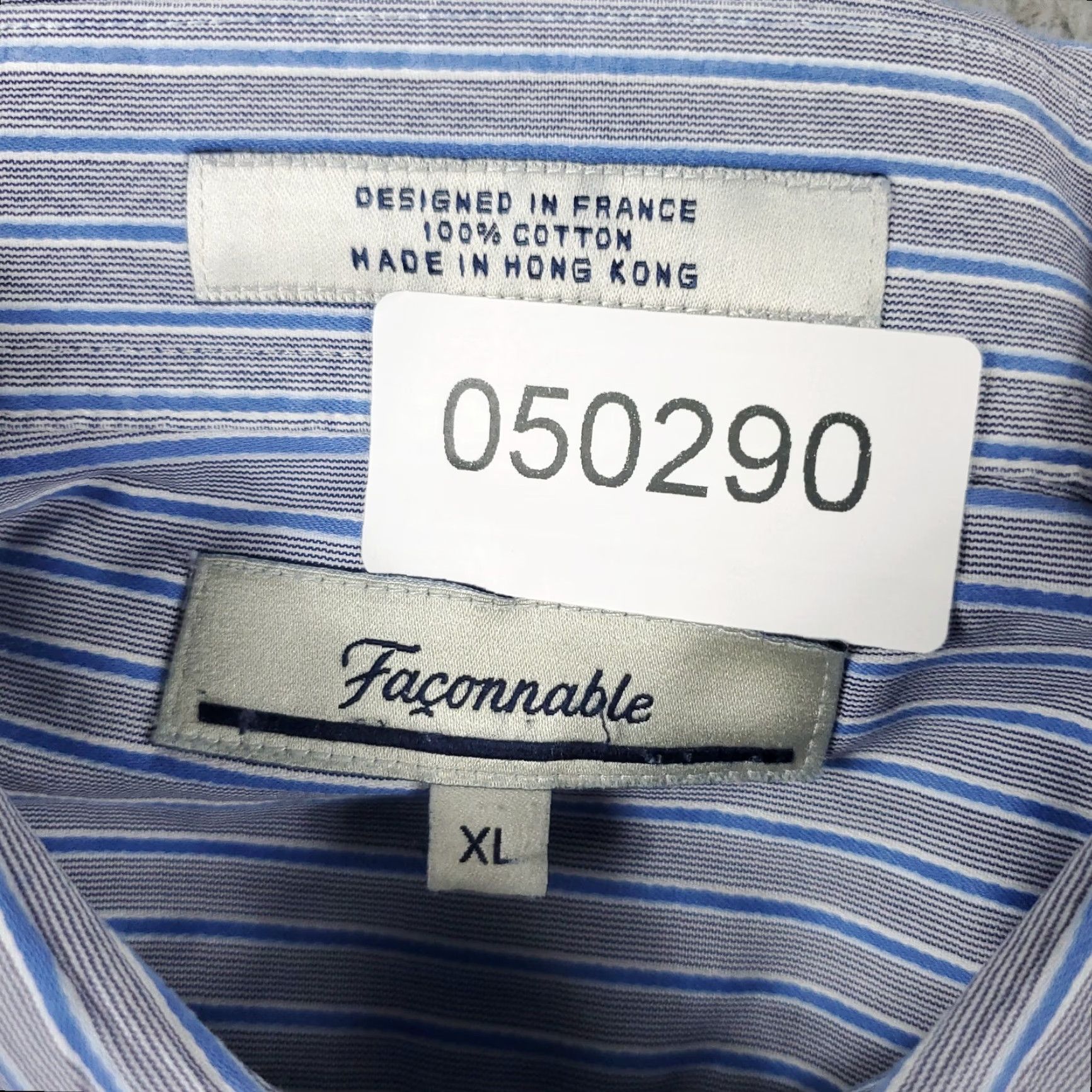 Faconnable Façonnable Shirt Mens XL Blue Striped Button-Up Long Sleeve Collared Cotton Casual Dress Shirt Men XL Blue Striped Modern Preppy Size US XL / EU 56 / 4 - 8 Thumbnail