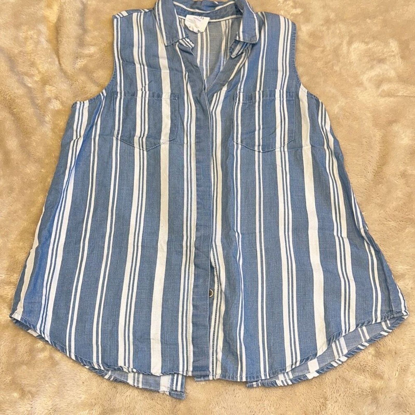 Other Harper Heritage Blue & White Stripe Collared Tank Top | Sz S Size S / US 4 / IT 40 - 3 Thumbnail