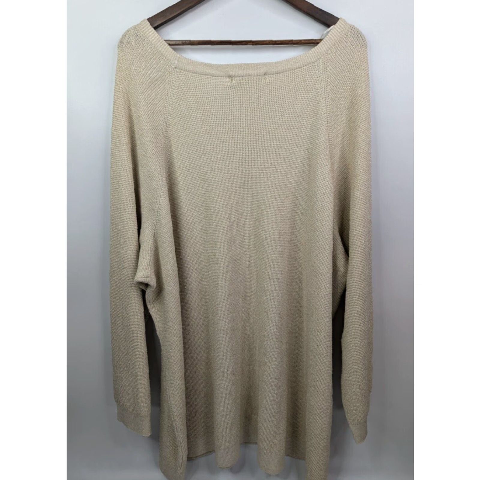 Liz Claiborne Liz Claiborne Women Plus Sweater 3X Beige Rayon Metallic Pullover Crew Neck Long Sleeve Knit Size XXL / US 16-18 / IT 52-54 - 5 Thumbnail