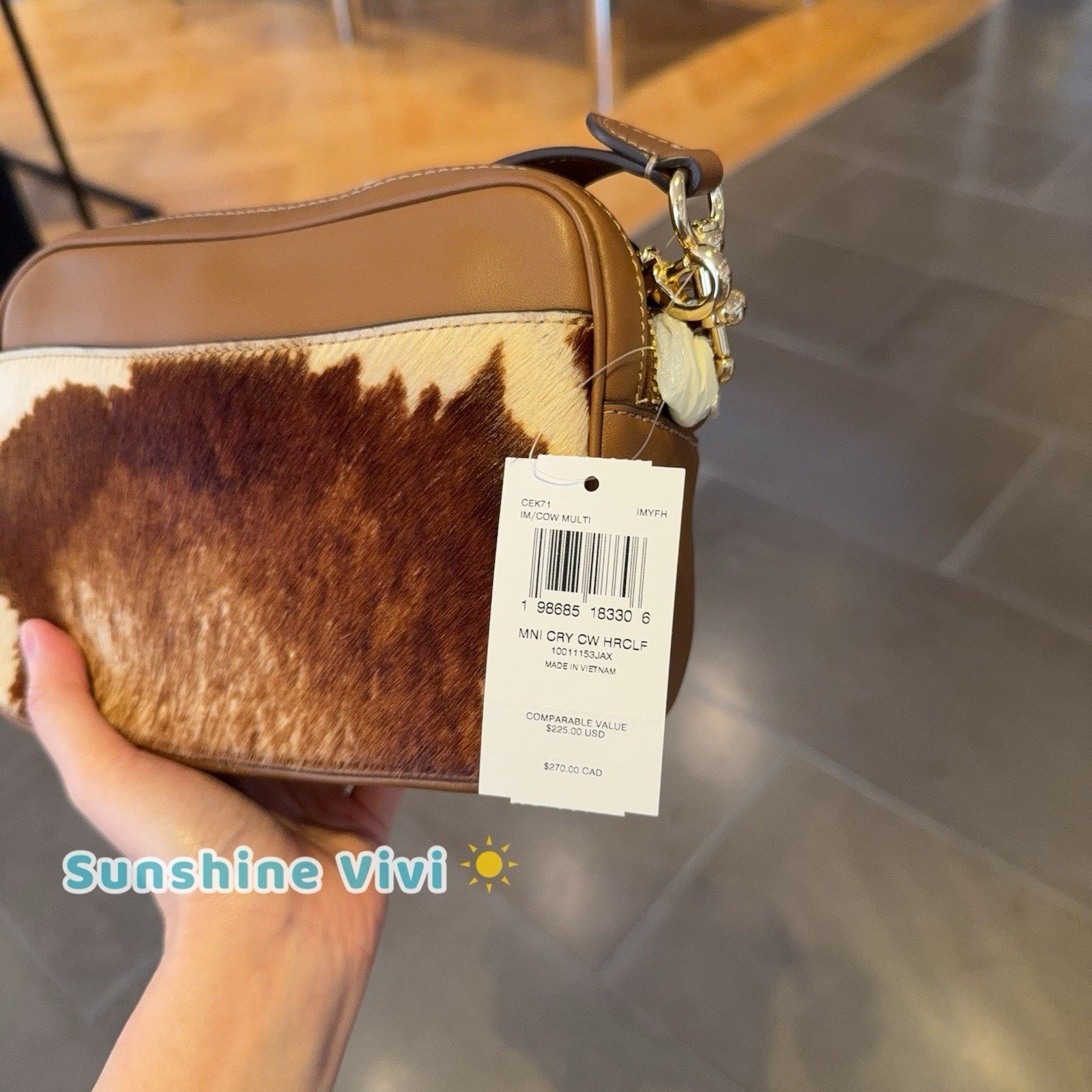 Coach NWT Coach Mini Carey Crossbody Bag Haircalf Cow CEK71 Cow Size ONE SIZE - 7 Thumbnail