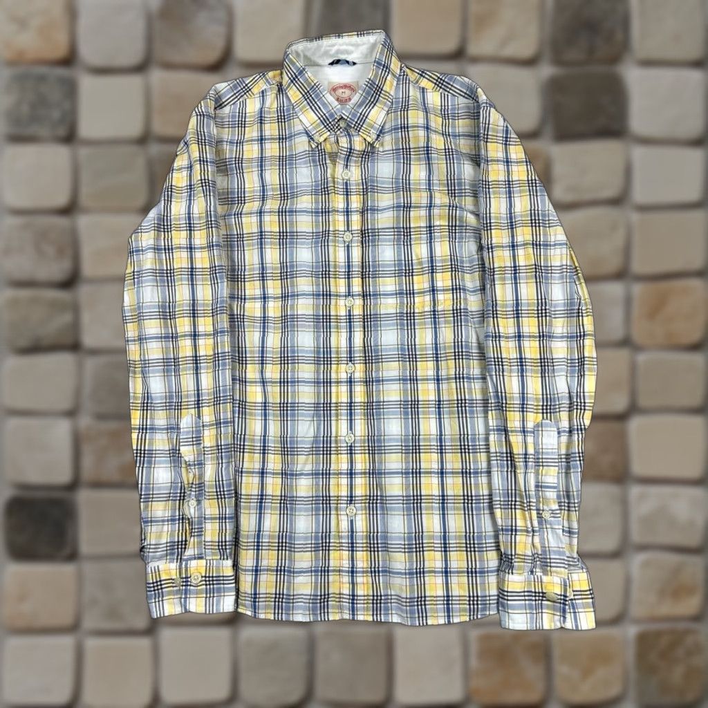 Brooks Brothers Brooks Brothers Shirt Mens Medium Blue Yellow White Cotton Button Up Size US M / EU 48-50 / 2 - 1 Thumbnail