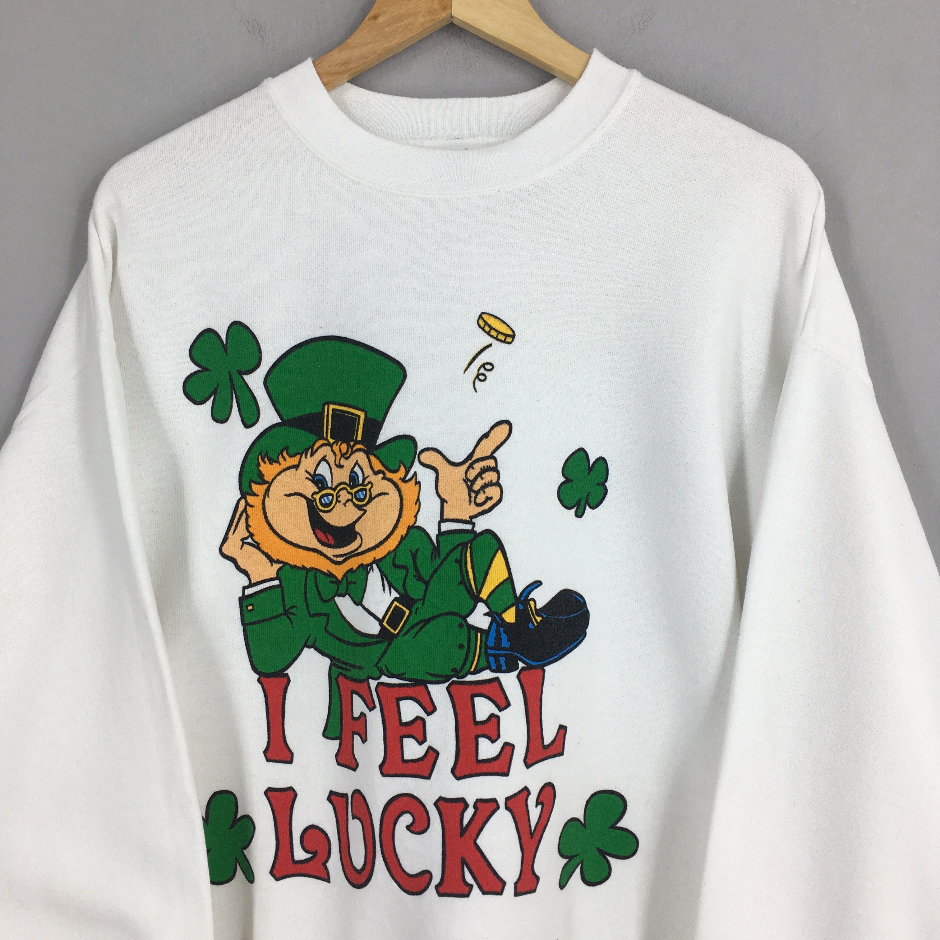 Vintage Vintage 90s I Feel Lucky Leprechaun Sweatshirt Large Size US L / EU 52-54 / 3 - 2 Thumbnail