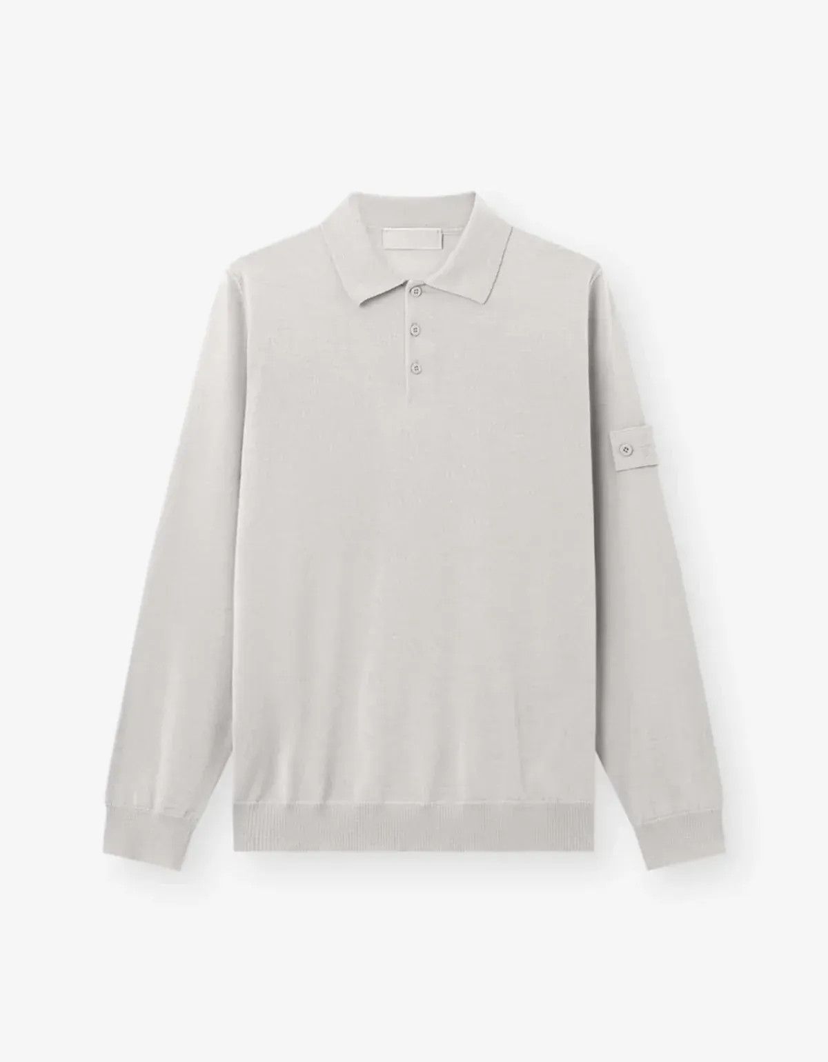 Stone Island Stone Island Ghost Grey Wool Long Sleeve Polo Shirt Size US M / EU 48-50 / 2 - 1 Thumbnail