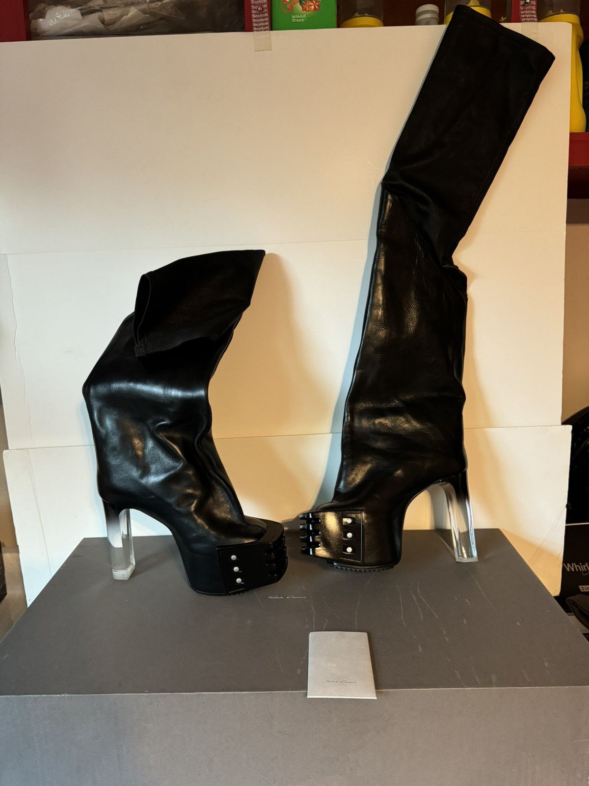 Rick Owens Rick Owens Thigh High Platform Boots OTK, Size 8/38 NWB Size US 8 / IT 38 - 13 Thumbnail