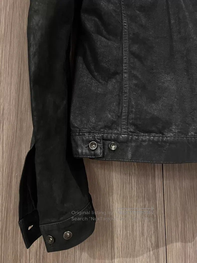 Rick Owens Wax-Coated Leather Sleeve Denim Jacket