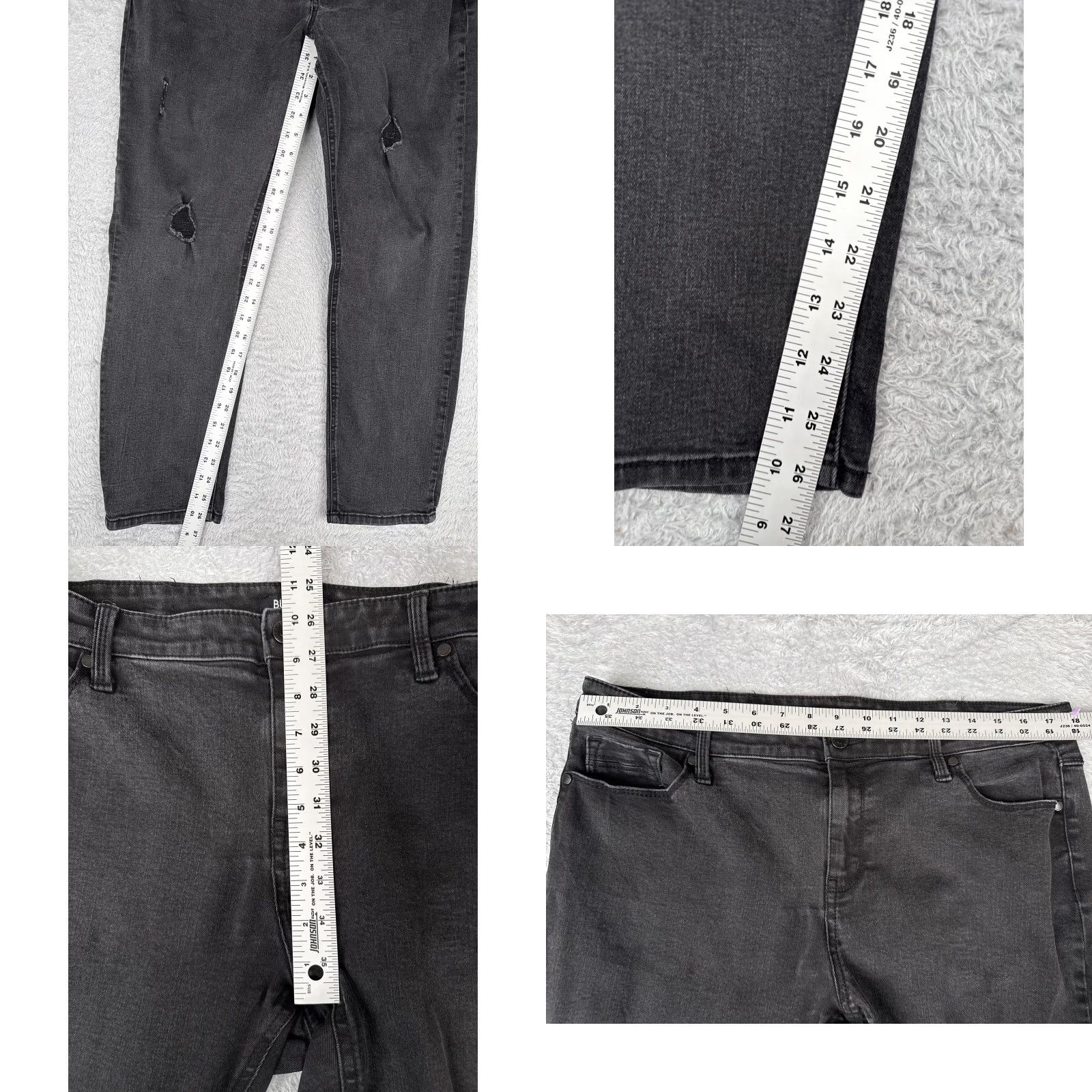 Buffalo David Bitton Buffalo David Bitton Jeans Womens Jess Mid-Rise Skinny Black 14/34 Zip Button 5-Pocket Denim Distressed Stretch Size 36" / US 14 / IT 50 - 8 Thumbnail