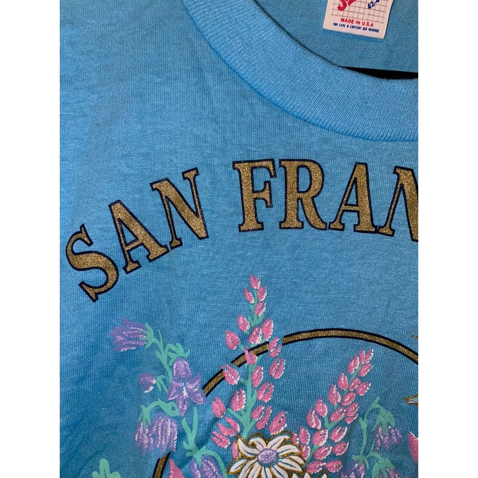 Jerzees Vintage San Francisco Shirt Wildlflowers Wild Blue Tee 90s L Size US L / EU 52-54 / 3 - 5 Thumbnail