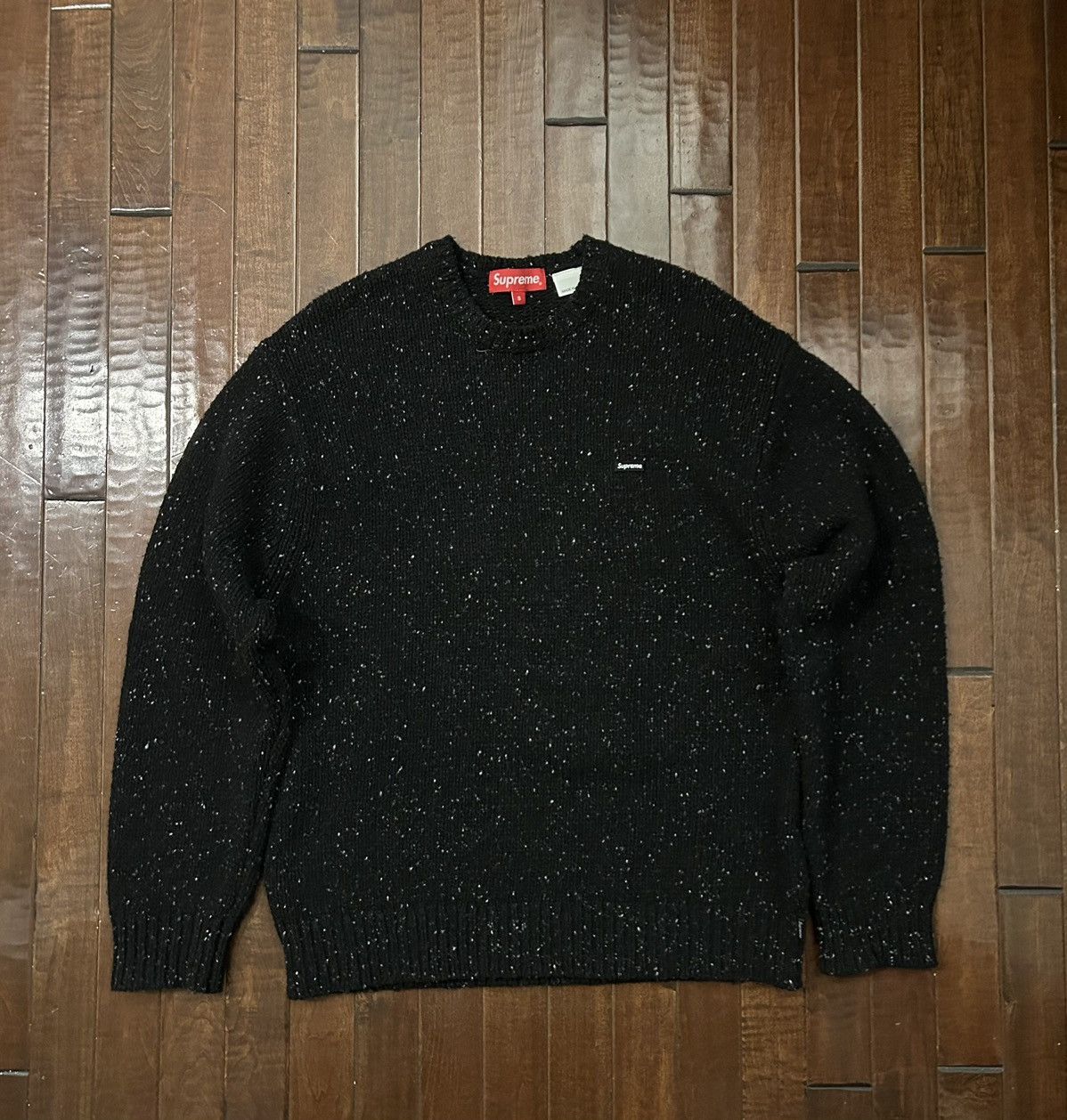 image of Supreme Small Box Speckle Sweater in Black, Men's