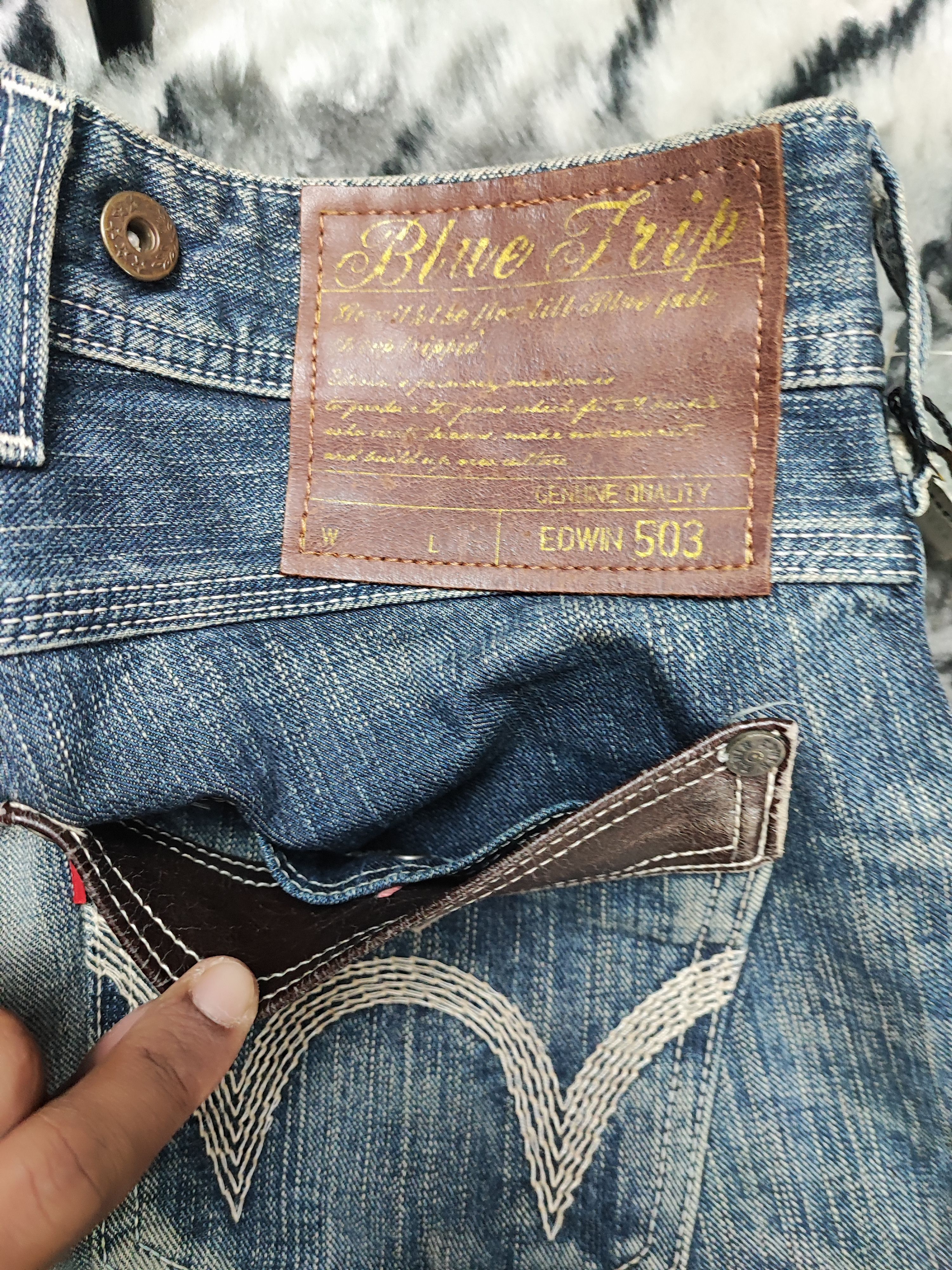 Edwin Deadstock Edwin 503 Blue Trip Work Paint Splatter Size US 29 - 16 Thumbnail