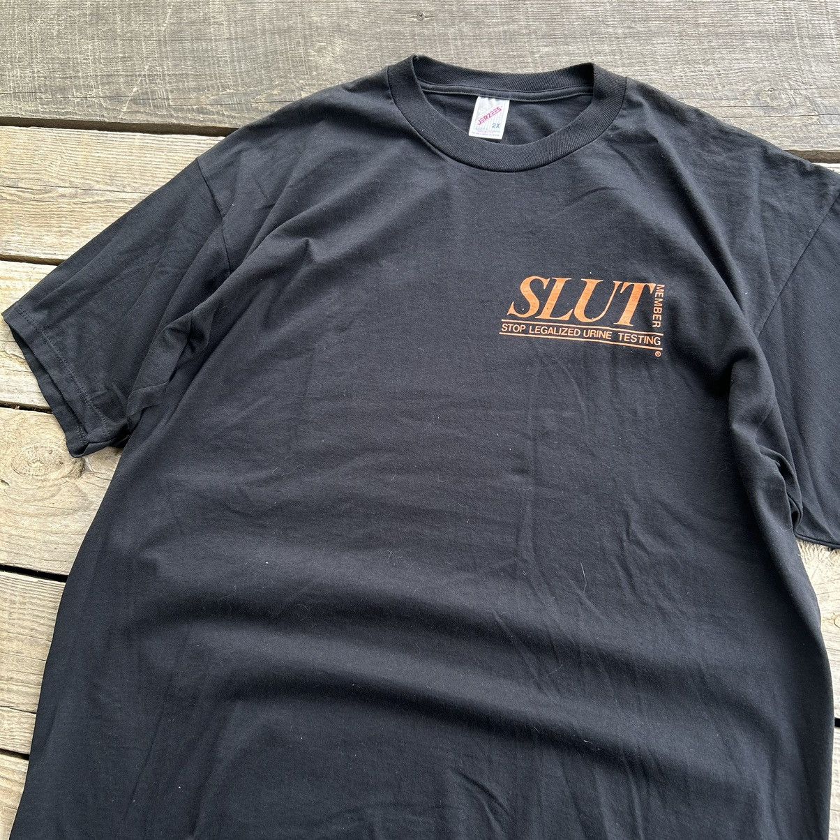 Vintage Vintage 90s SLUT Stop Legalized Urine Testing Funny T Shirt Size US XXL / EU 58 / 5 - 2 Thumbnail
