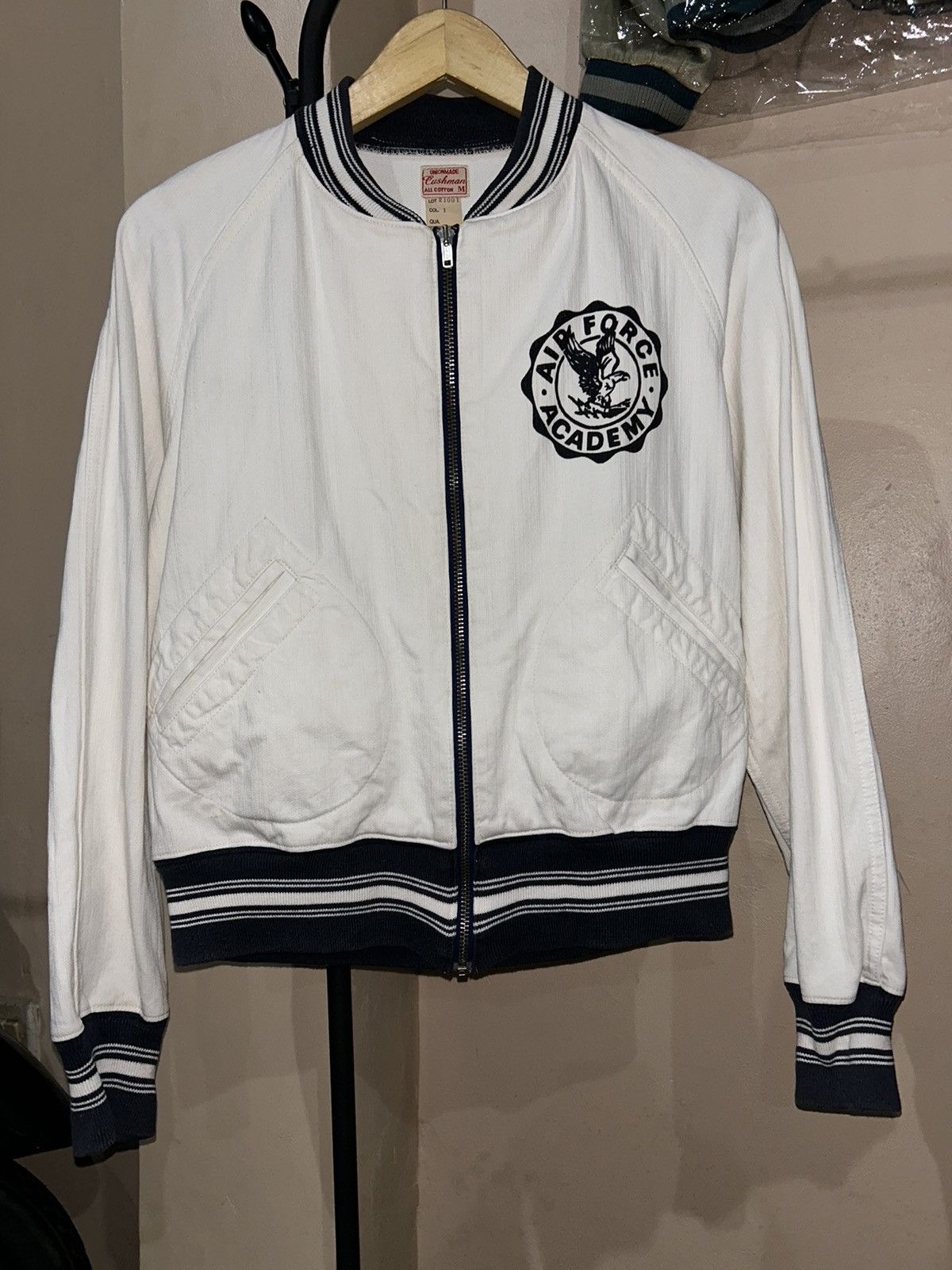 image of Cushman Workwear Bomber Jacket Union Made in Off White, Men's (Size Medium)
