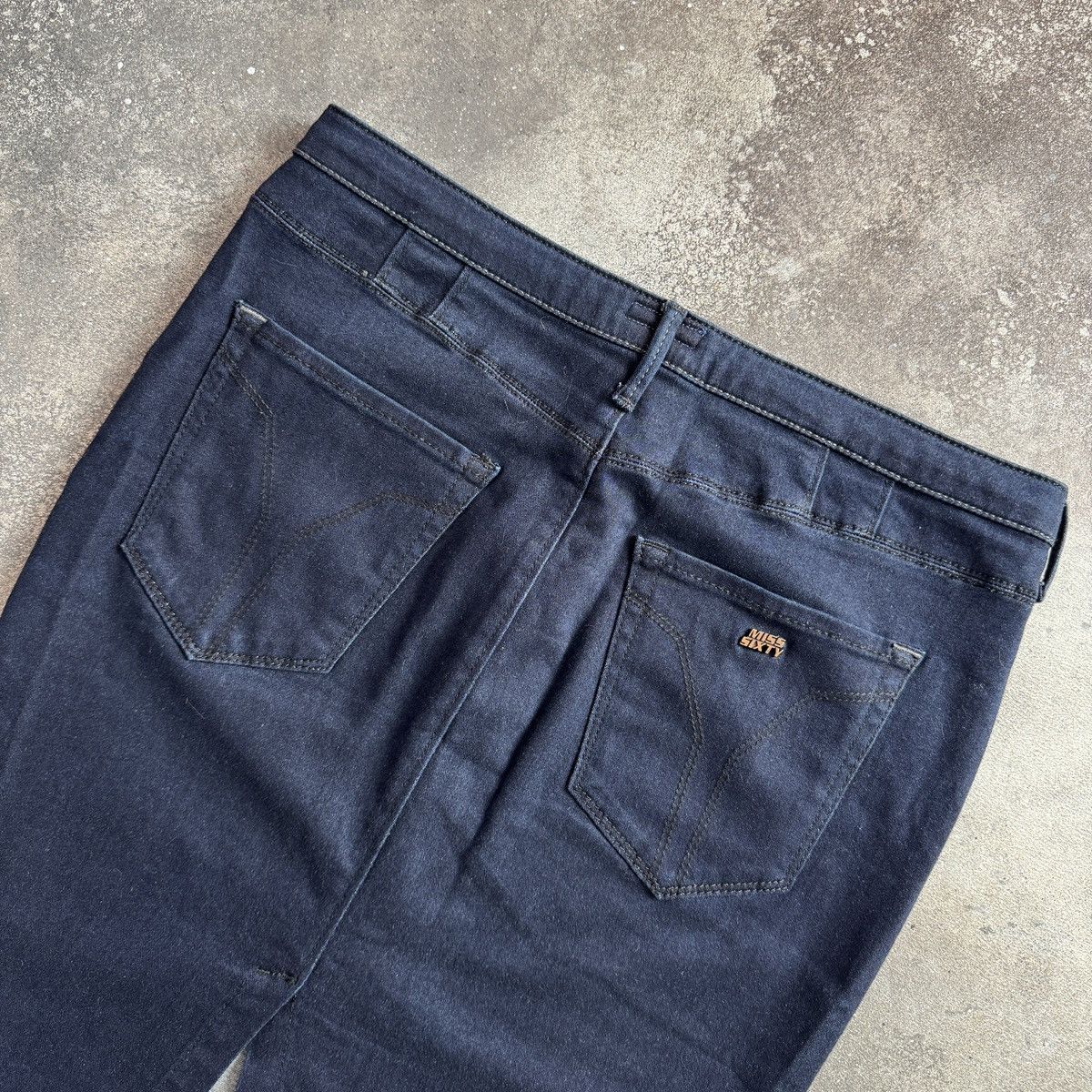 Miss Sixty Miss Sixty Y2K Dark Blue Denim Low Rise Pencil Skirt Size 29" - 8 Thumbnail