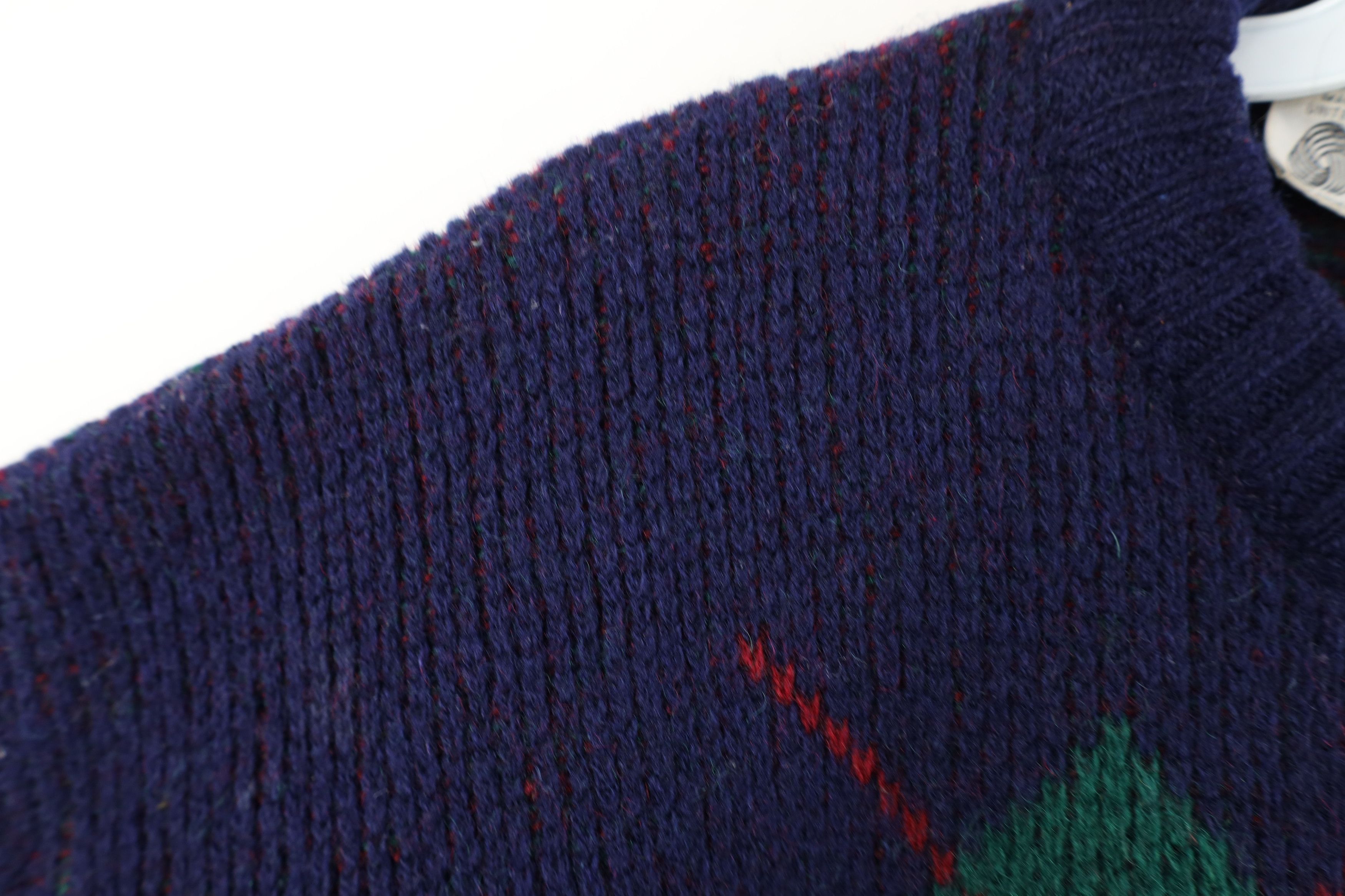 Vintage Vintage 70s Streetwear Argyle Wool Ribbed Knit Sweater Size L / US 10 / IT 46 - 7 Thumbnail