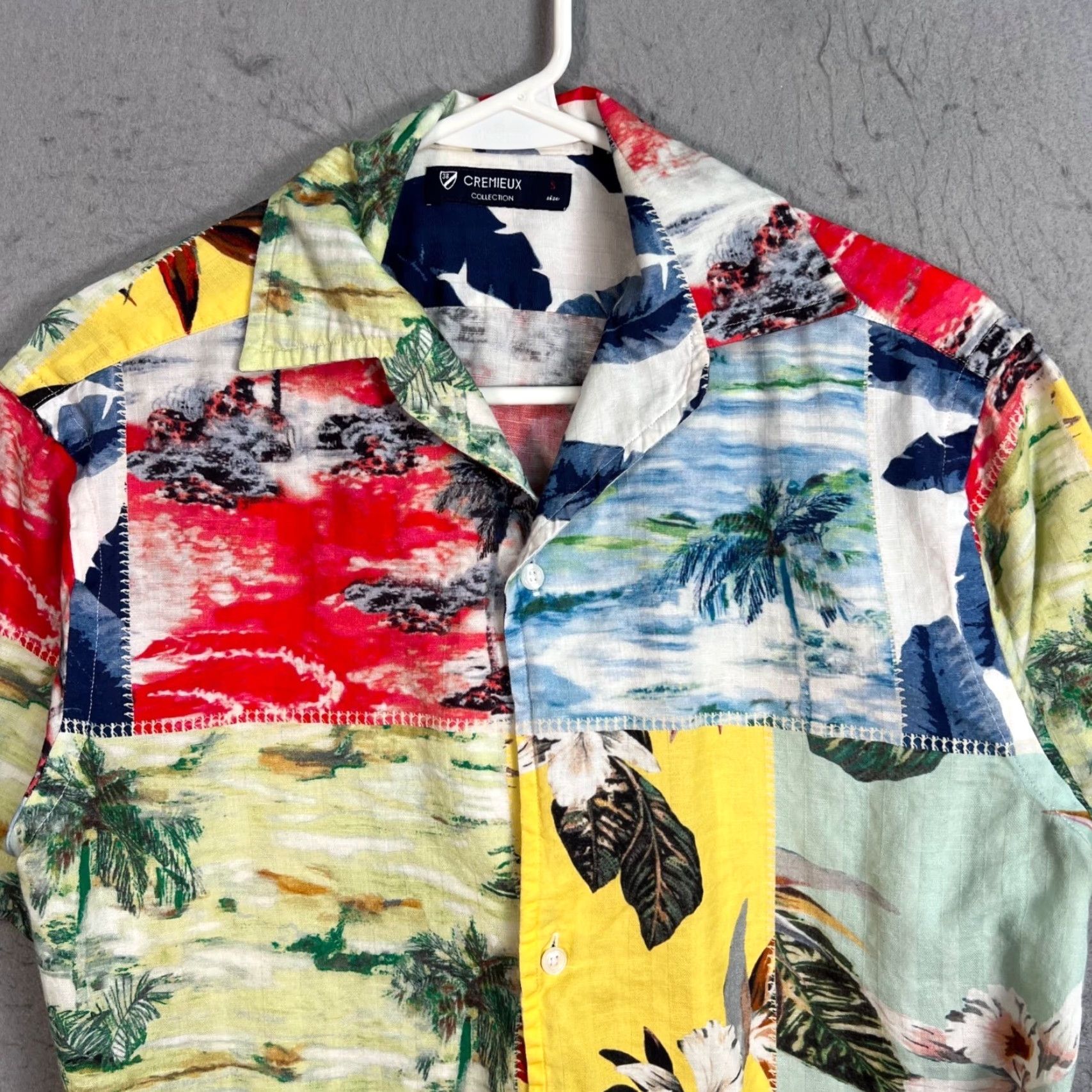Cremieux Cremieux Mens Shirt Button-Up Hawaiian Multicolor Colorful Linen Blend S Small Tropical Size US S / EU 44-46 / 1 - 5 Thumbnail