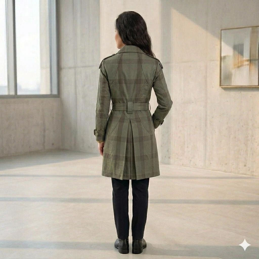 Stella McCartney Stella McCartney Luxury Plaid Trench Coat Khaki EU44 Size M / US 6-8 / IT 42-44 - 3 Thumbnail