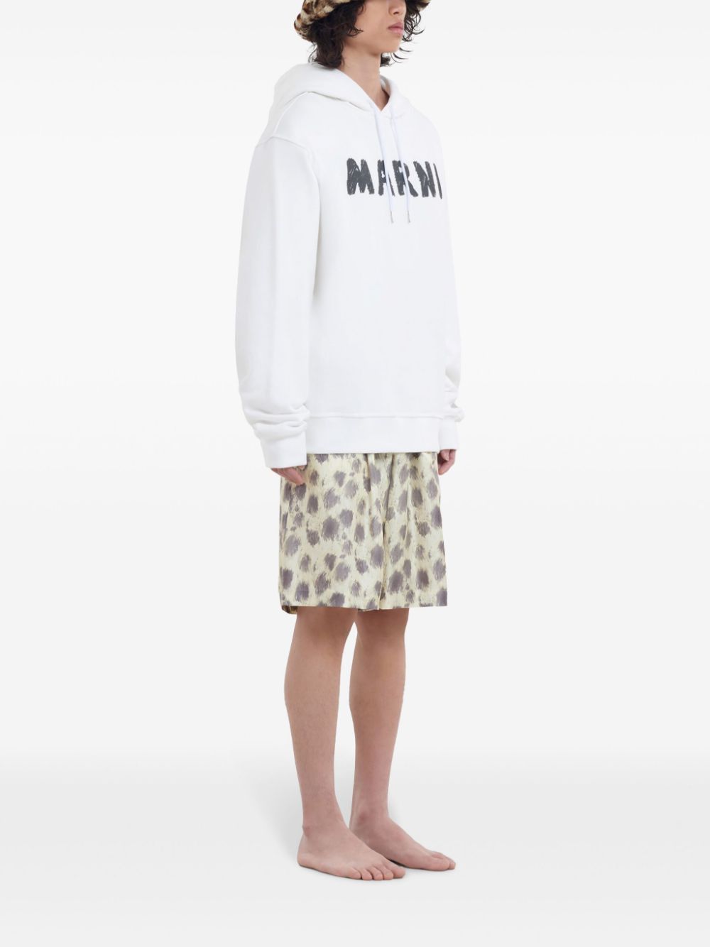 Marni o1h1sh11224 Cotton Hooded Sweatshirt in Black/White Size US XL / EU 56 / 4 - 4 Thumbnail