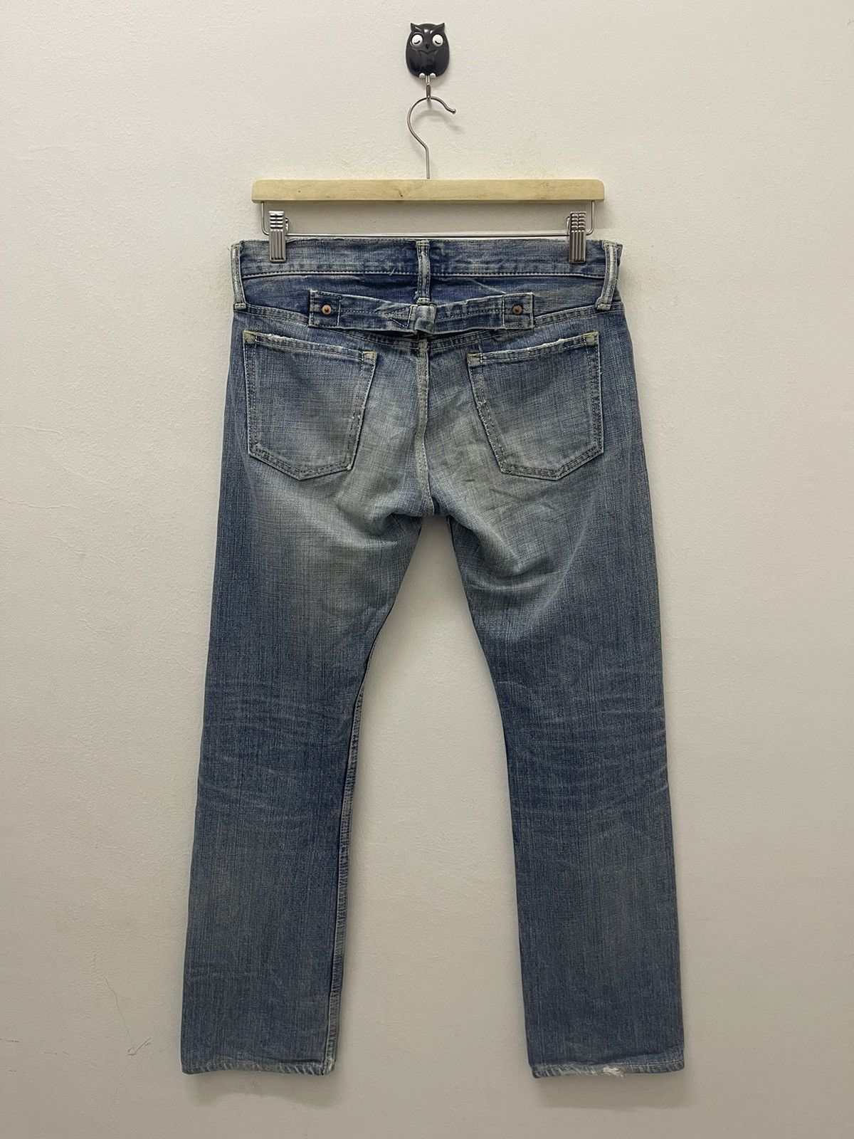 image of Distressed Denim x Omnigod Vintage Omnigod Buckle Back Distressed Japan Denim in Blue (Size 30)