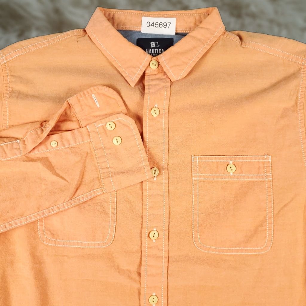 Nautica Nautica Button-Up Shirt Mens Large Orange Long Sleeve Casual Regular Fit Size US L / EU 52-54 / 3 - 1 Thumbnail