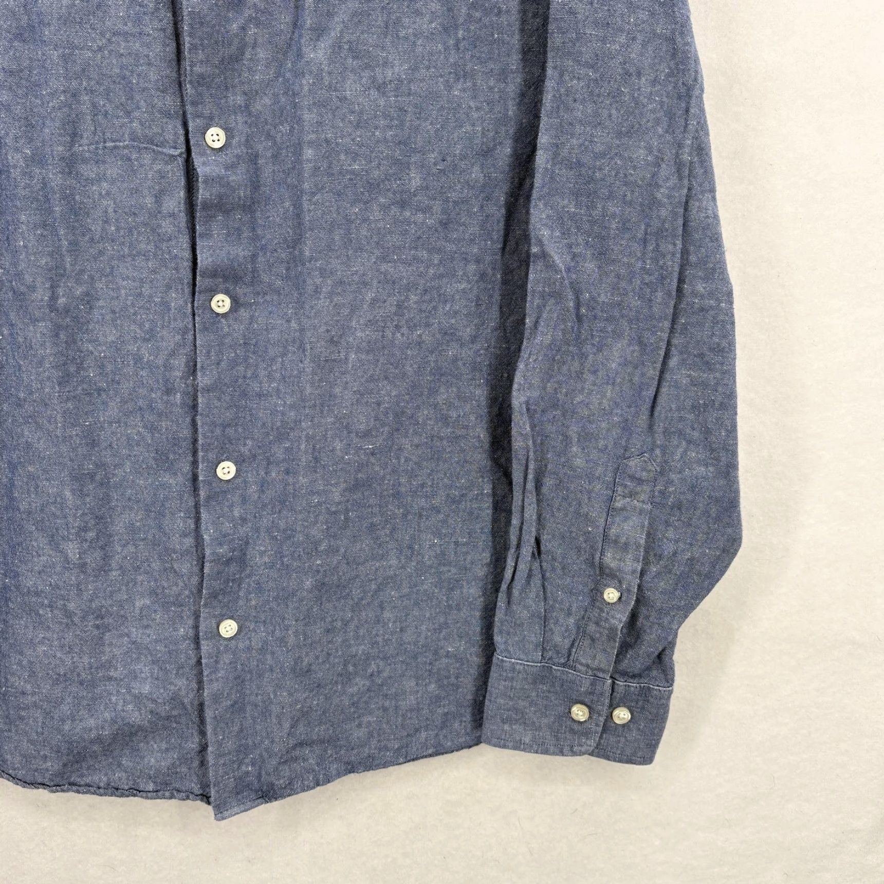 Banana Republic Banana Republic Shirt Mens XL Blue Linen Chambray Slim Button Front Long Sleeve Size US XL / EU 56 / 4 - 3 Thumbnail