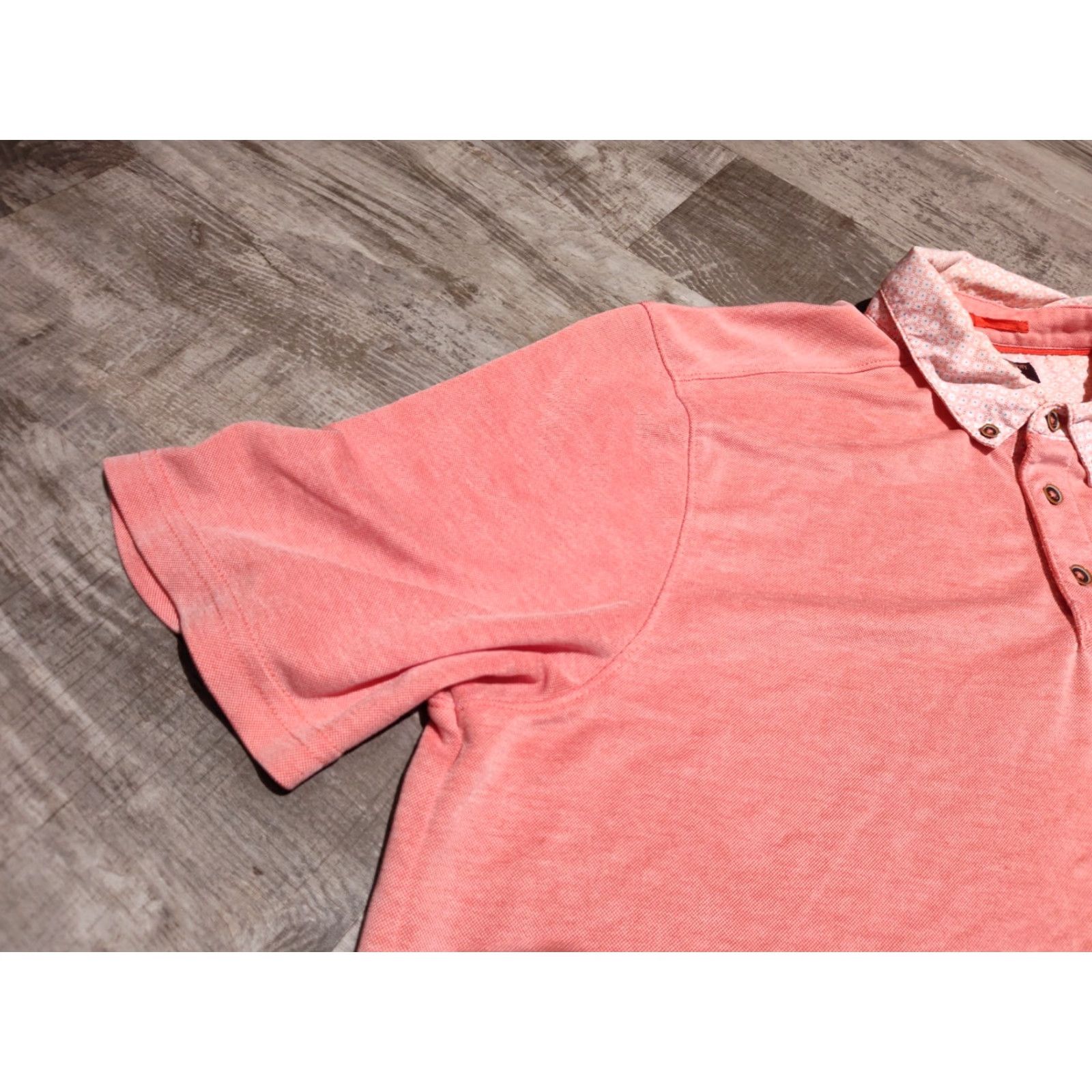Johnston & Murphy Johnston & Murphy L Polo Dress Golf Shirt Men’s Pink Coral Two Toned VGUC Size 42R - 5 Thumbnail