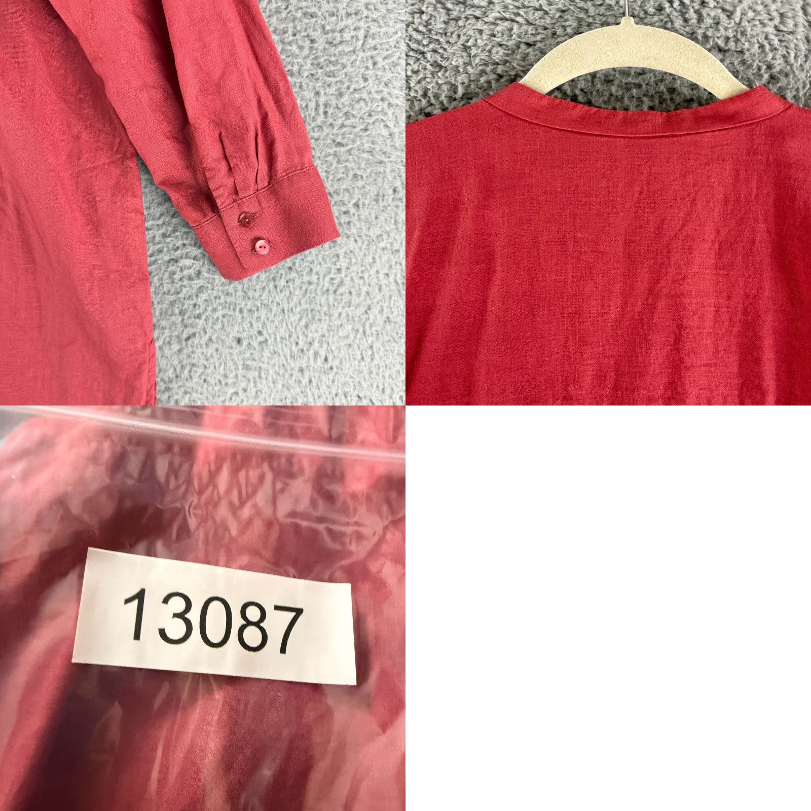 Eileen Fisher Eileen Fisher Button-Up Tunic Shirt Womens Large Red 100% Linen 3/4 Sleeve Size L / US 10 / IT 46 - 9 Thumbnail