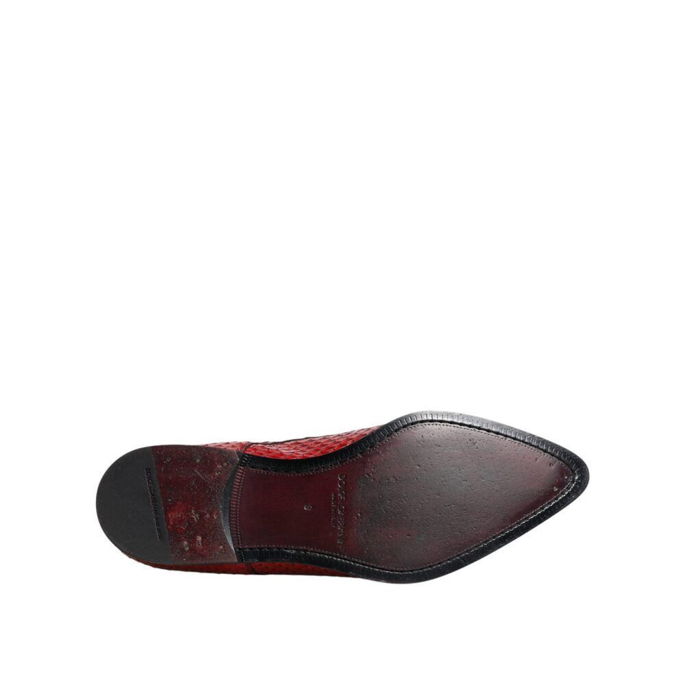Dolce & Gabbana Dolce & Gabbana Red Textured Varnished Derby Men Formal Shoe Size US 10 / EU 43 - 8 Thumbnail
