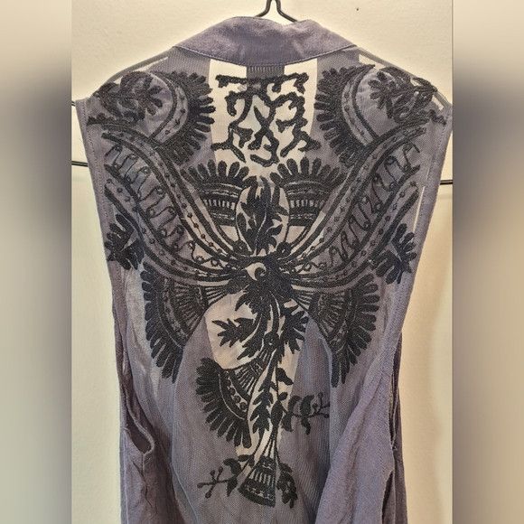 Free People Free People Gray Sequined Wrap Pleated Vest - Size 8 Size M / US 6-8 / IT 42-44 - 10 Thumbnail