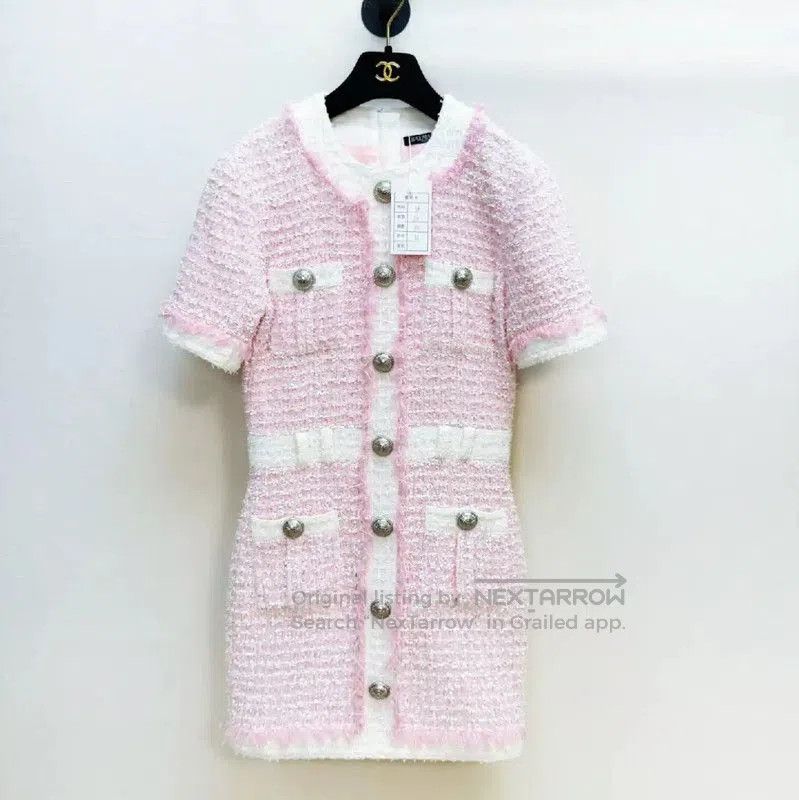 Balmain Balmain Pink Wool Blend Dress for Women . Size S / US 4 / IT 40 - 1 Thumbnail