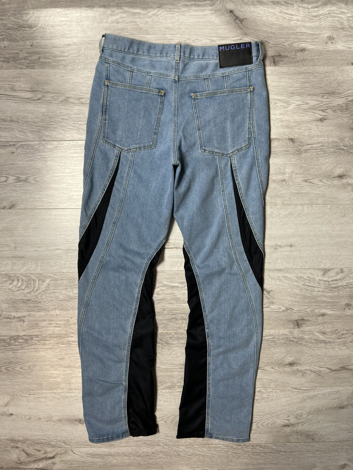 H&M × Mugler Thierry Mugler x HM Blue Spiral Panel Jeans Mens Denim Pants Size US 34 / EU 50 - 14 Thumbnail