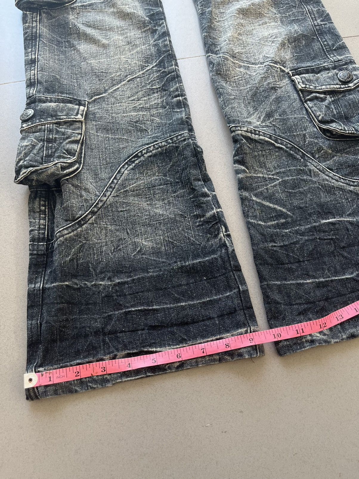 LOWBOX Japanese~Lowbox Flare BootCut Denim Cargo Multi Pocket Pants Size US 32 / EU 48 - 19 Thumbnail