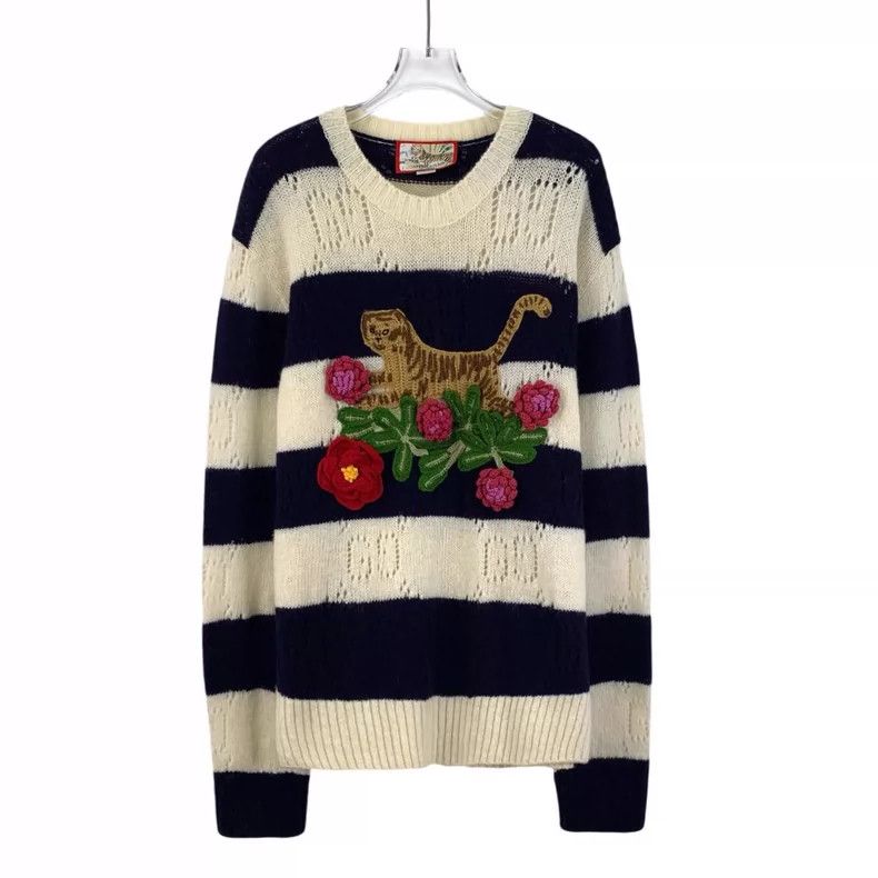 Gucci Gucci Striped Wool Sweater with Tiger Embroidery-dmc Size US L / EU 52-54 / 3 - 1 Thumbnail