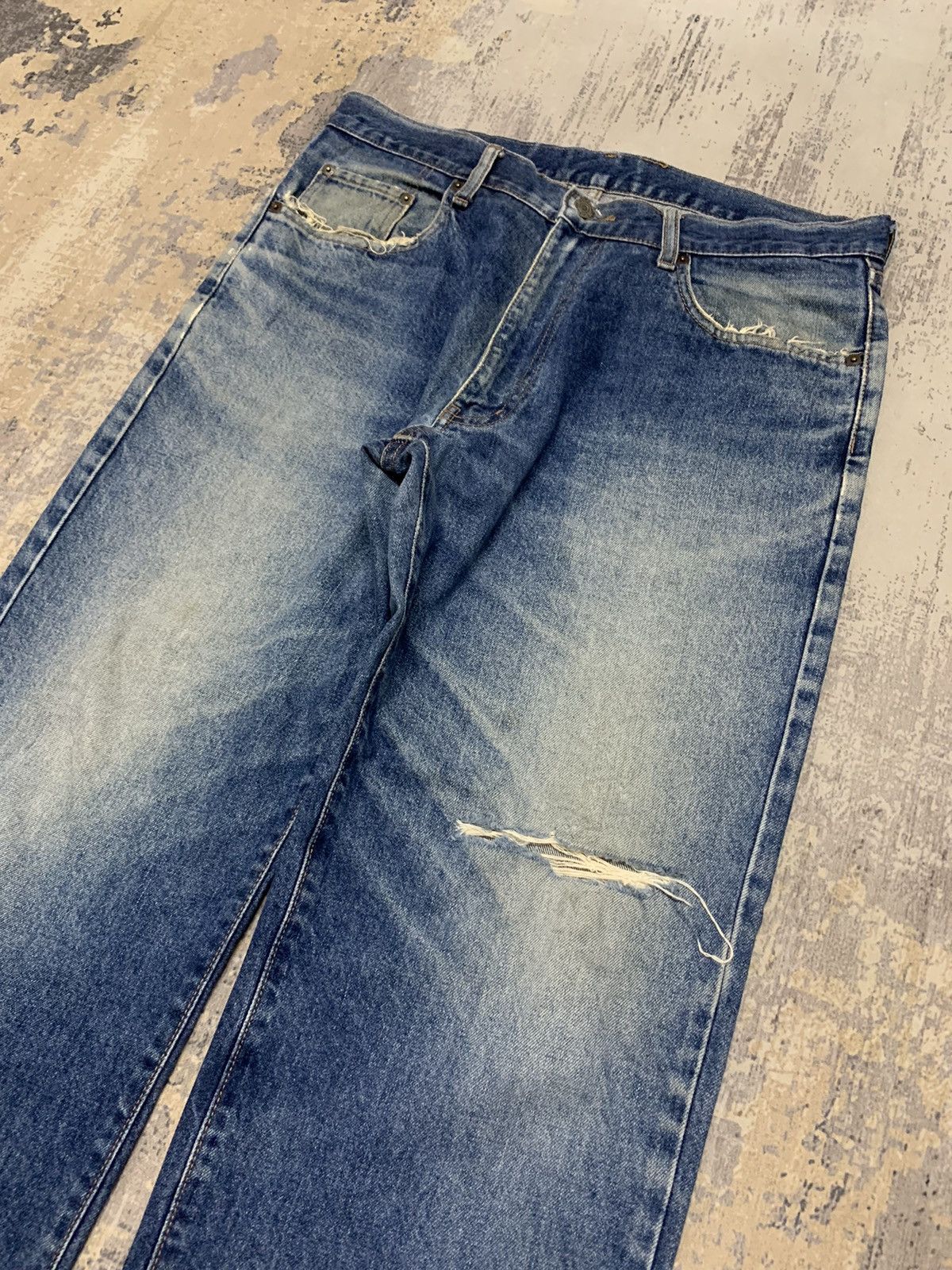 Japanese Brand Vintage Japanese Uniqlo Loose Baggy Jeans W35x29 Size US 35 - 3 Thumbnail