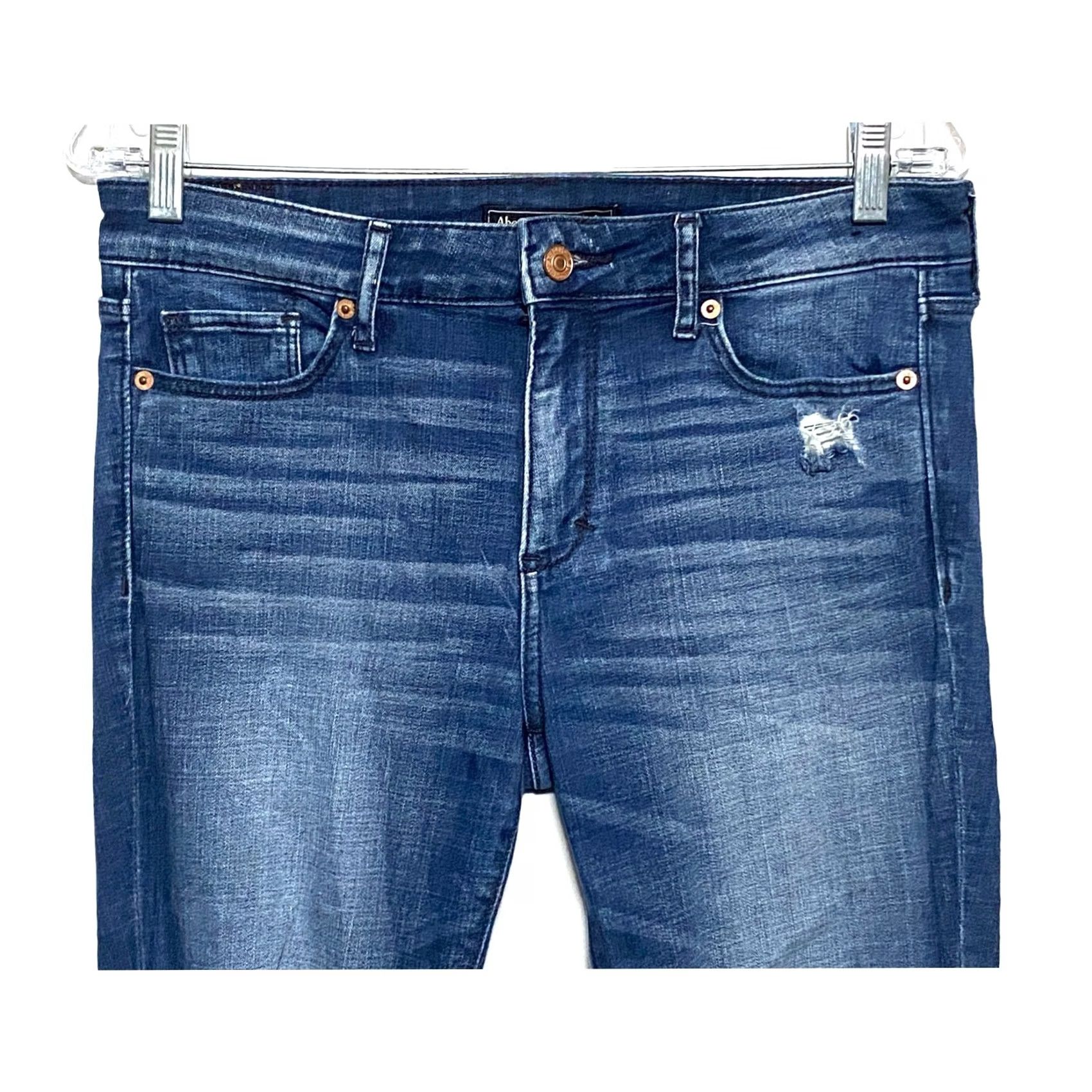 Abercrombie & Fitch Abercrombie & Fitch Signature Collection Super Skinny Jeans Womens 29 Distressed Grunge Punk Rock Denim Slim Stretch 5-Pocket Casual YeK Size 29" - 3 Thumbnail